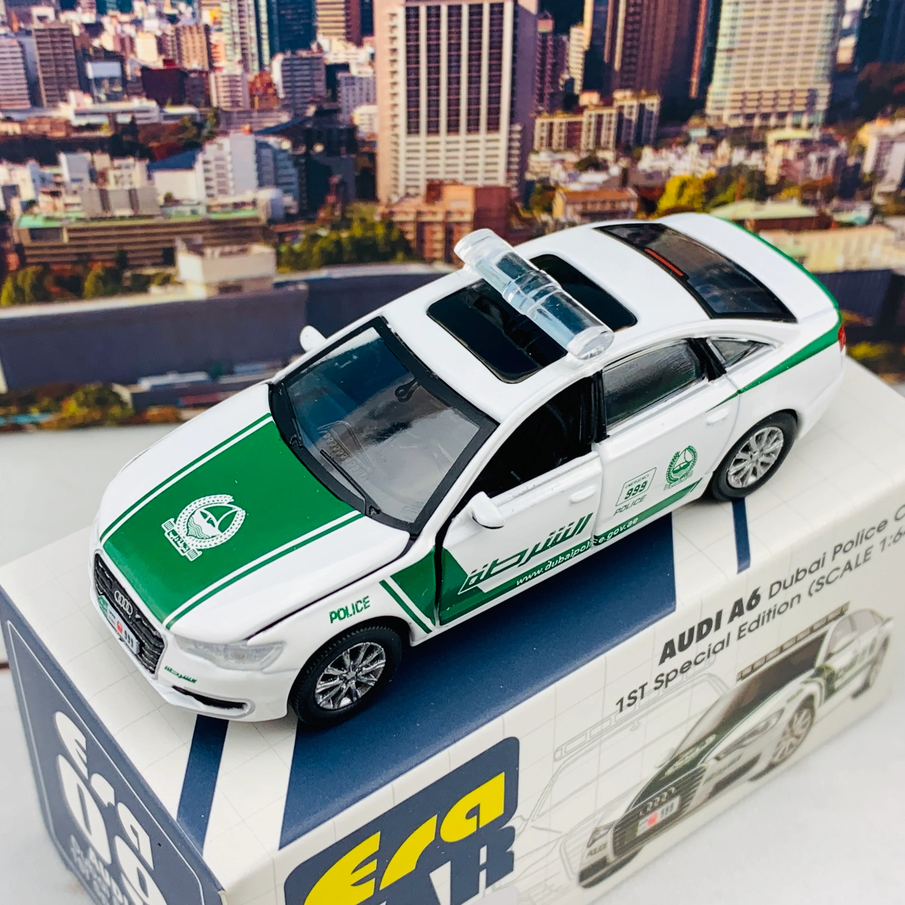 ERA CAR 09 Audi A6 Dubai Police Car 1ST Special Edition (1/64 ) AU19A6RF09 - Image 6