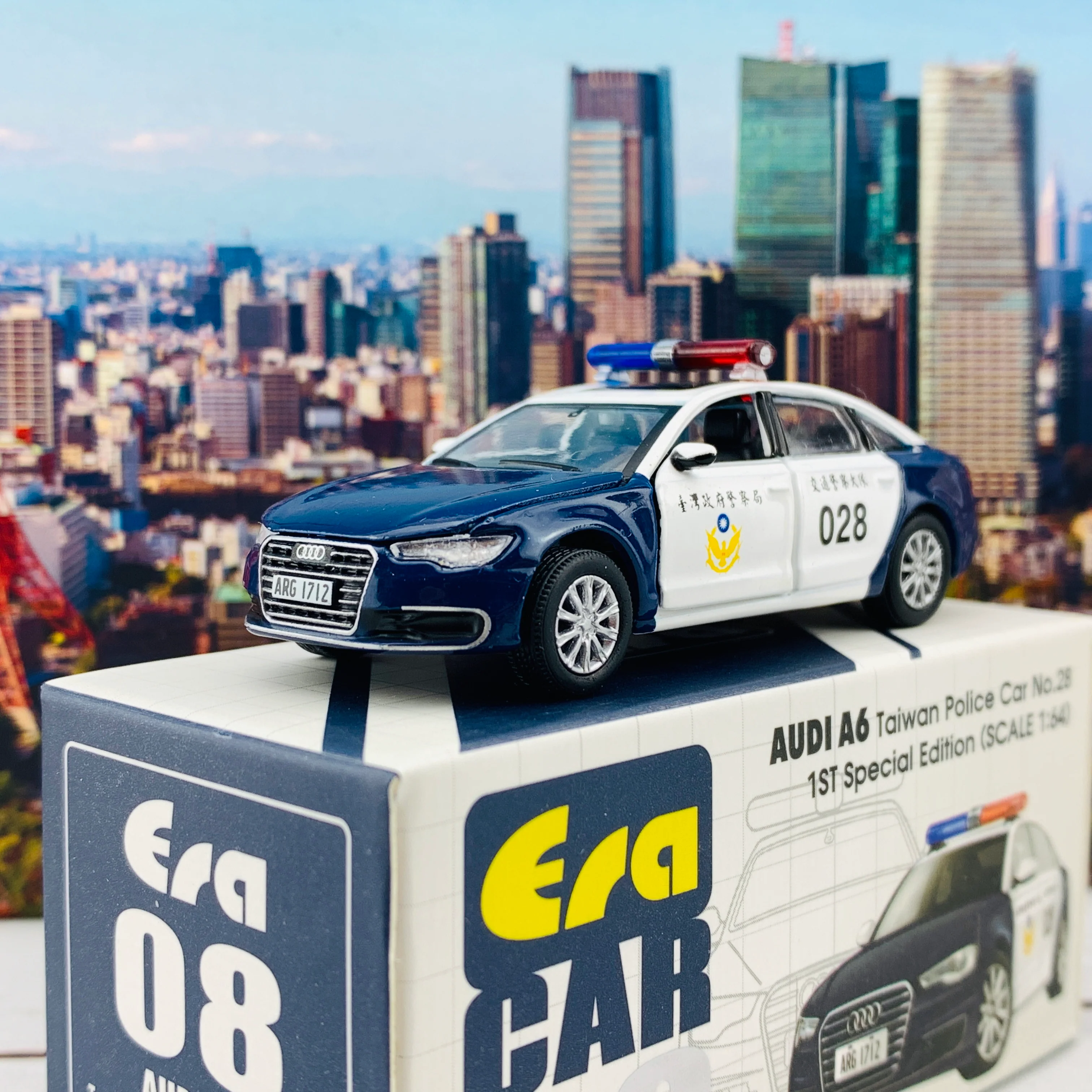 ERA CAR 08 Audi A6 Taiwan Police Car No.28 1ST Special Edition (1/64) AU19A6RF08 - Image 2