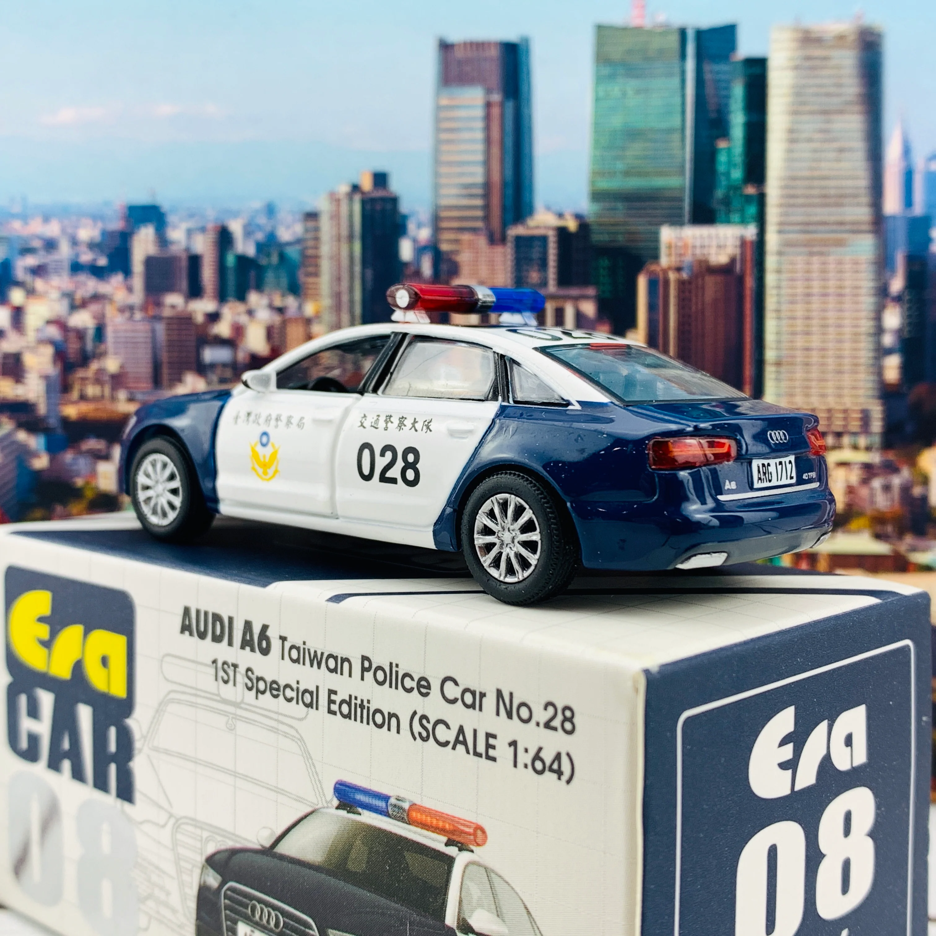 ERA CAR 08 Audi A6 Taiwan Police Car No.28 1ST Special Edition (1/64) AU19A6RF08 - Image 5