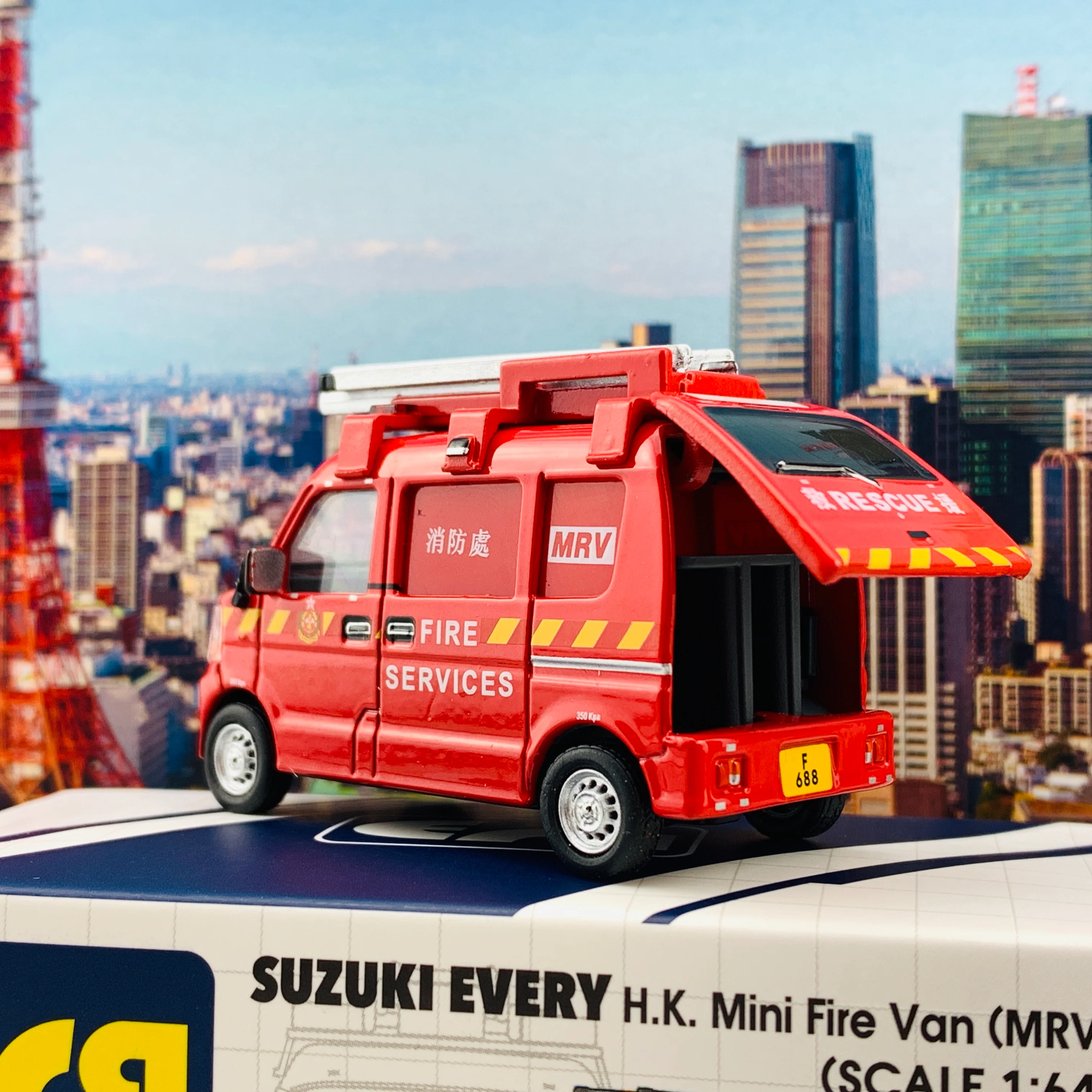 ERA CAR 10 Suzuki Every H.K. Mini Fire Van (MRV) (1/64)  SU19EVERN10 - Image 4