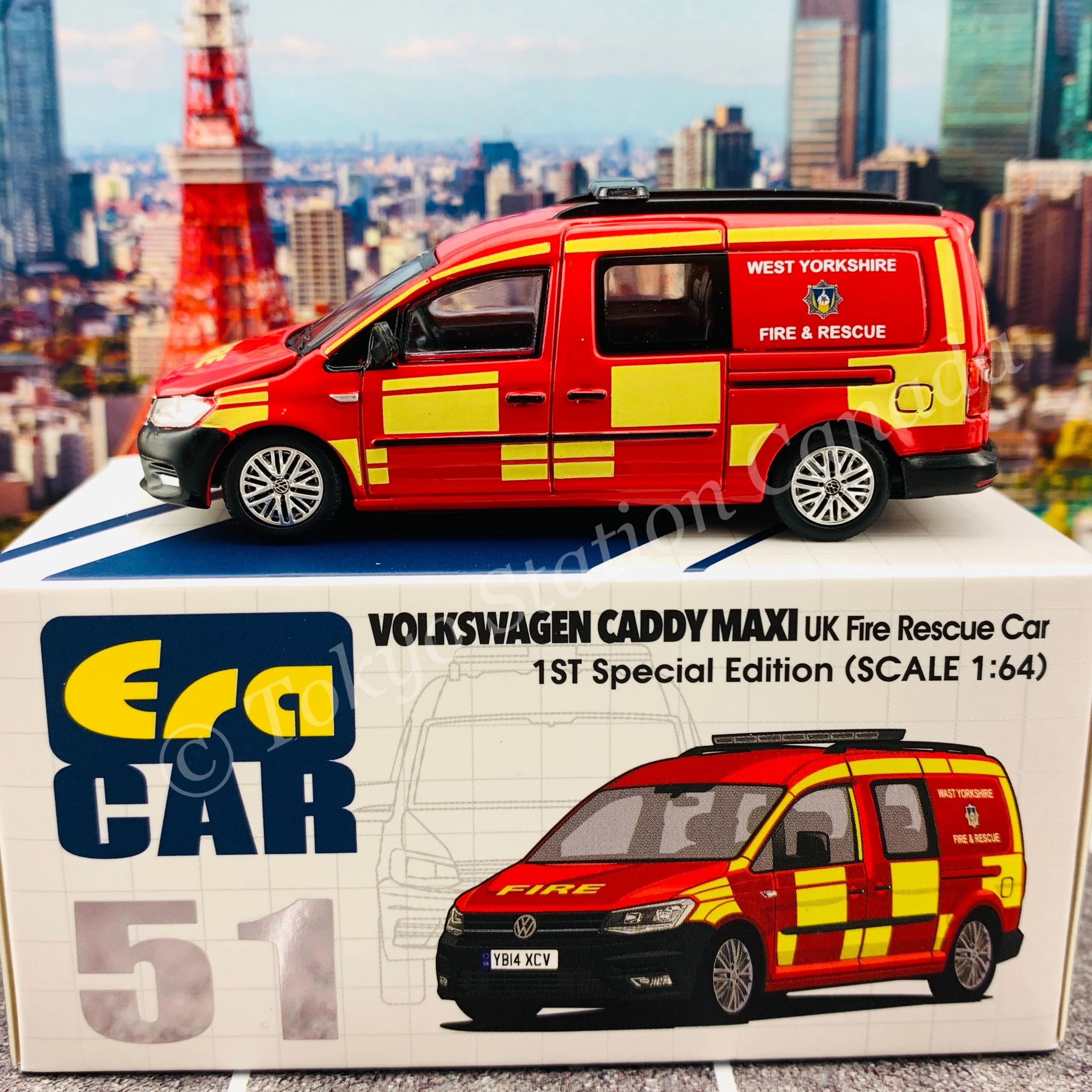 ERA CAR 51 1/64 VOLKSWAGEN CADDY MAXI UK Fire Rescue Car 1ST Special Edition VW21CAMRF51 - Image 3