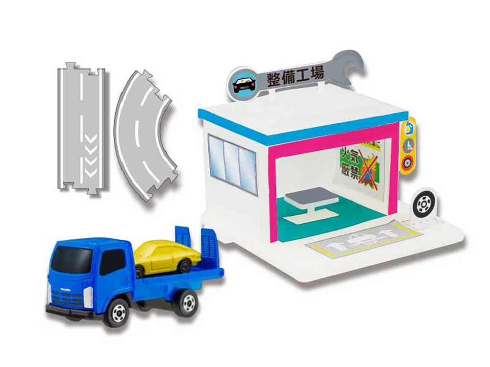 F-Toys Confect. Tomica Assembly Town 4 - #3 Isuzu ELF Vehicle Transporter + Workshop - Image 2