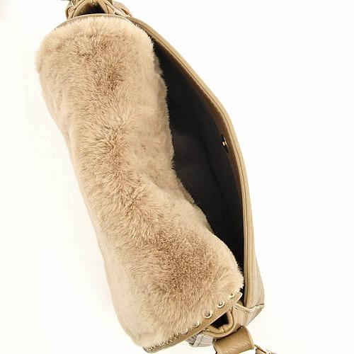 Faux Fur Shoulder Bag Beige - Image 6