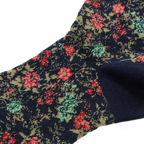 Flower Pattern Socks - Navy blue - Image 2
