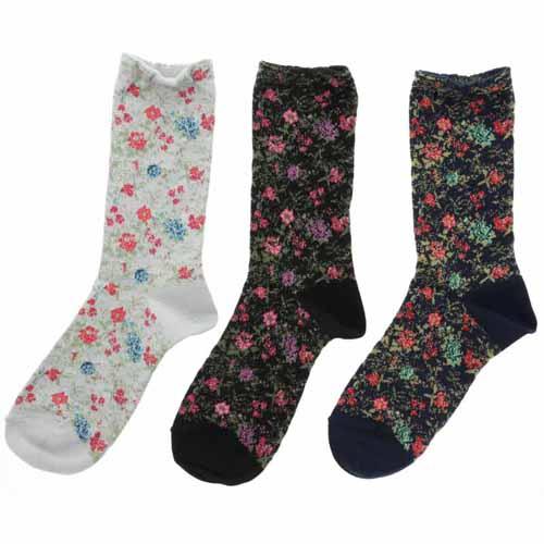 Flower Pattern Socks - Navy blue - Image 3