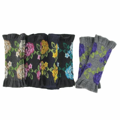 French Handwarmer Rose Pattern - Grey x Purple - Image 4
