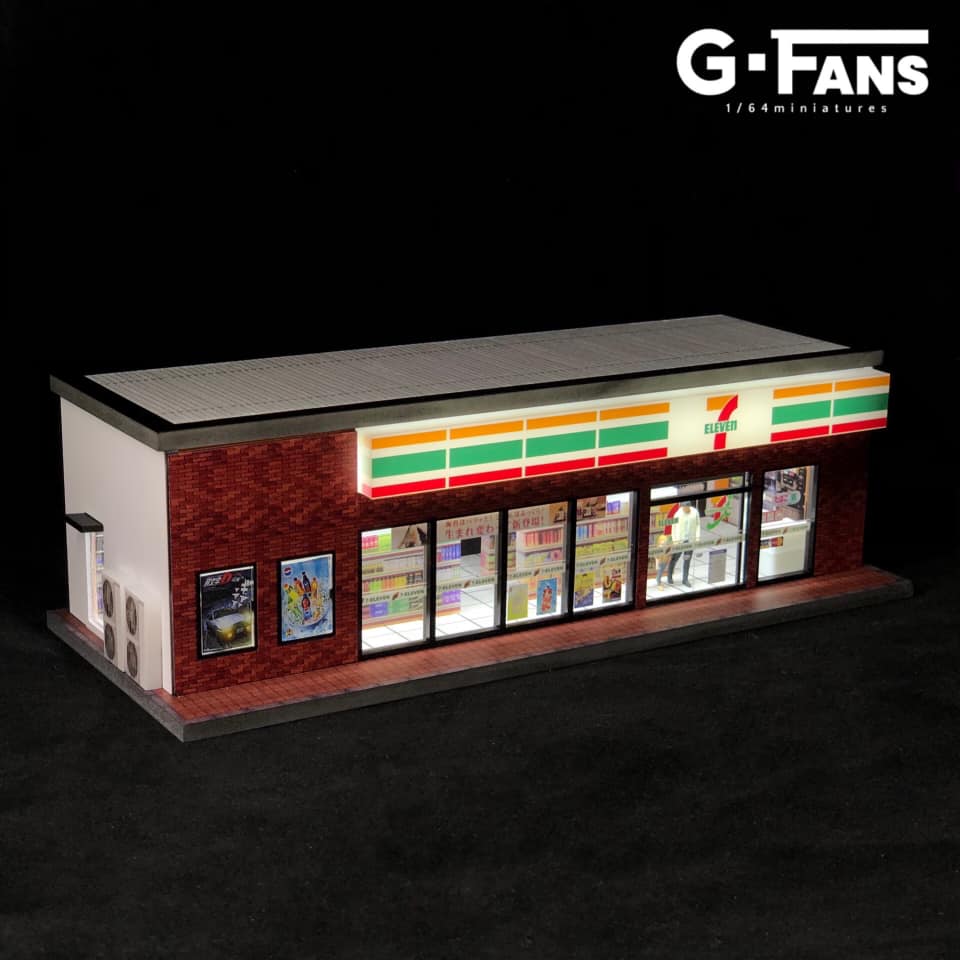G-FANS 1/64 Diorama with LED Light 7-Eleven with Parking Lot 710020 - Image 4
