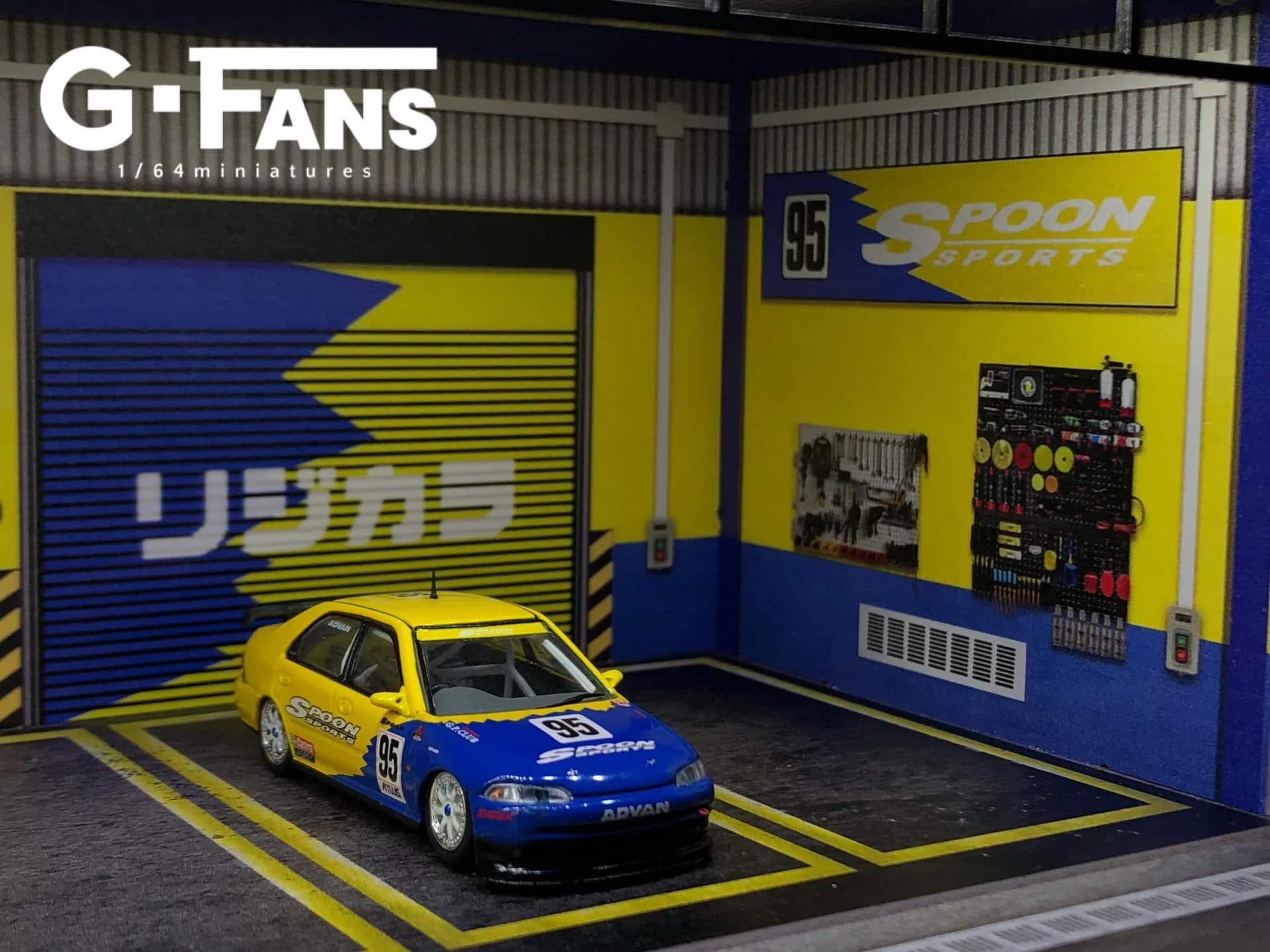 G-FANS 1/64 Diorama with LED Light SPOON Garage Parking 710023 - Image 4