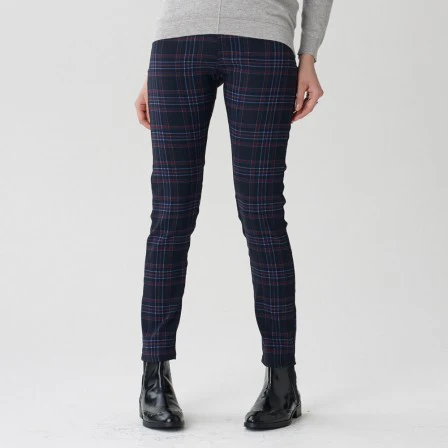GUNZE M Navy Checker Brushed Legging - Image 2