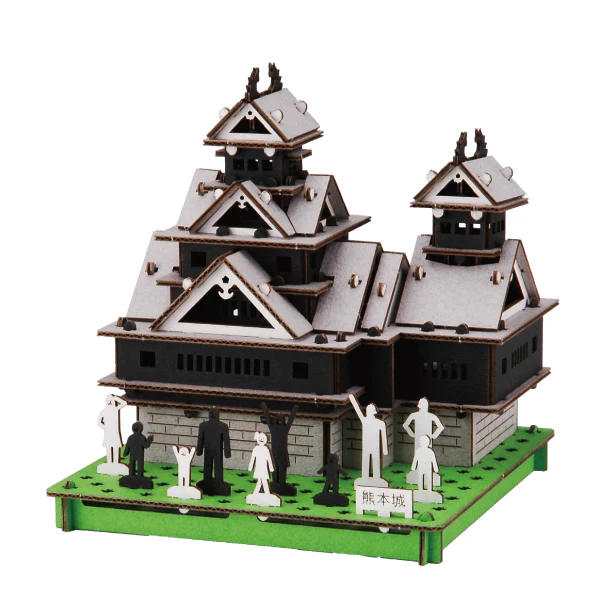 hacomo PUSU PUSU 3D Cardboard Model - Kumamoto Castle with kumamon 熊本城 くまモン - Image 2