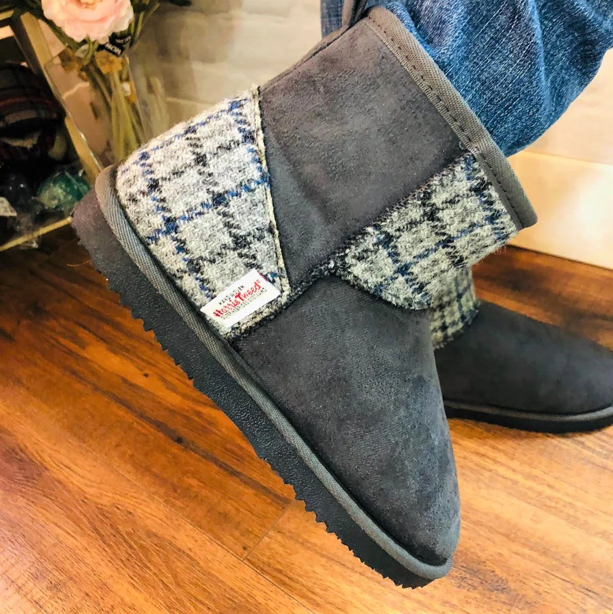 Harris Tweed Boots Grey Large - Image 2