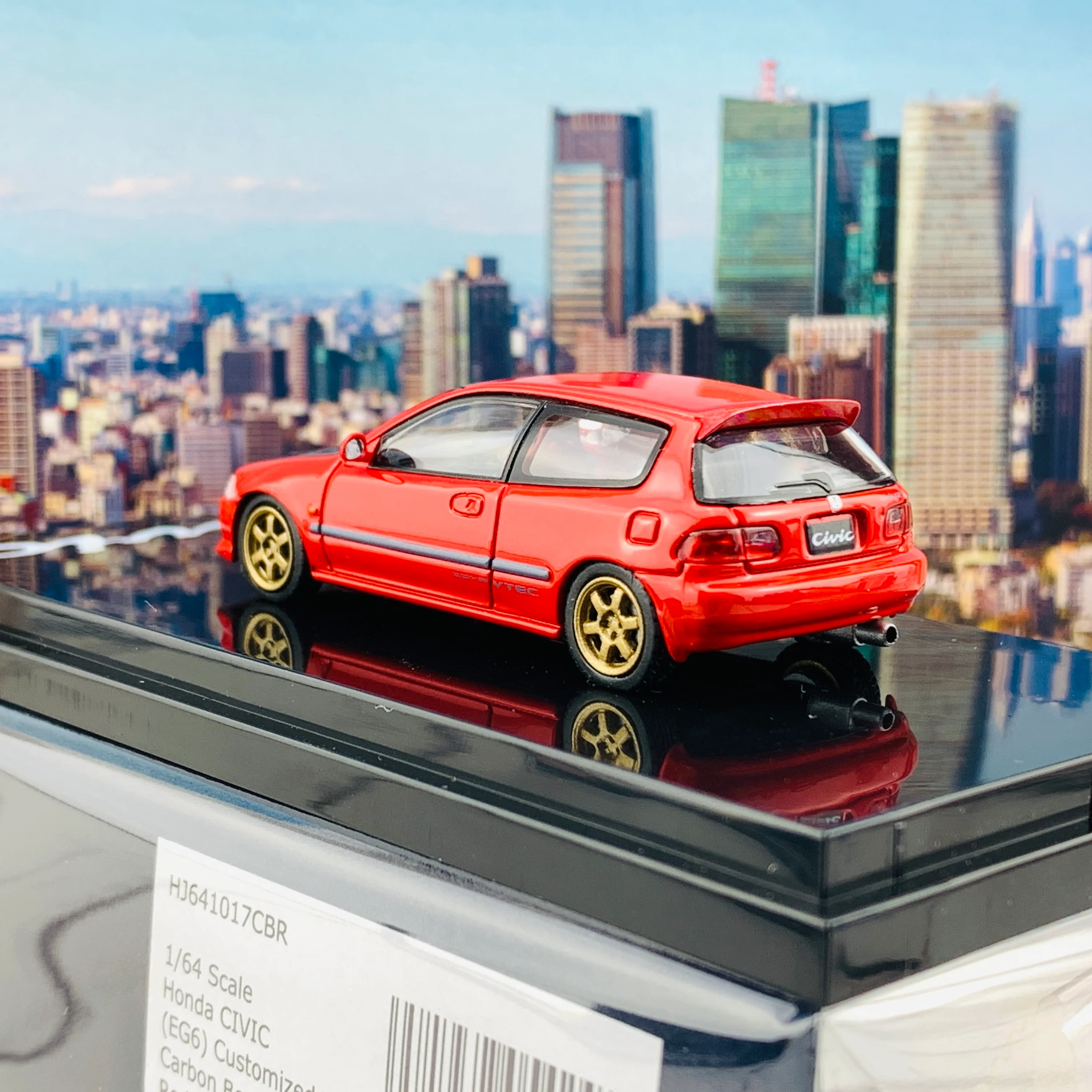 HOBBY JAPAN 1/64 Honda Civic EG6 Customized Version Carbon Bonnet RED HJ641017CBR - Image 4