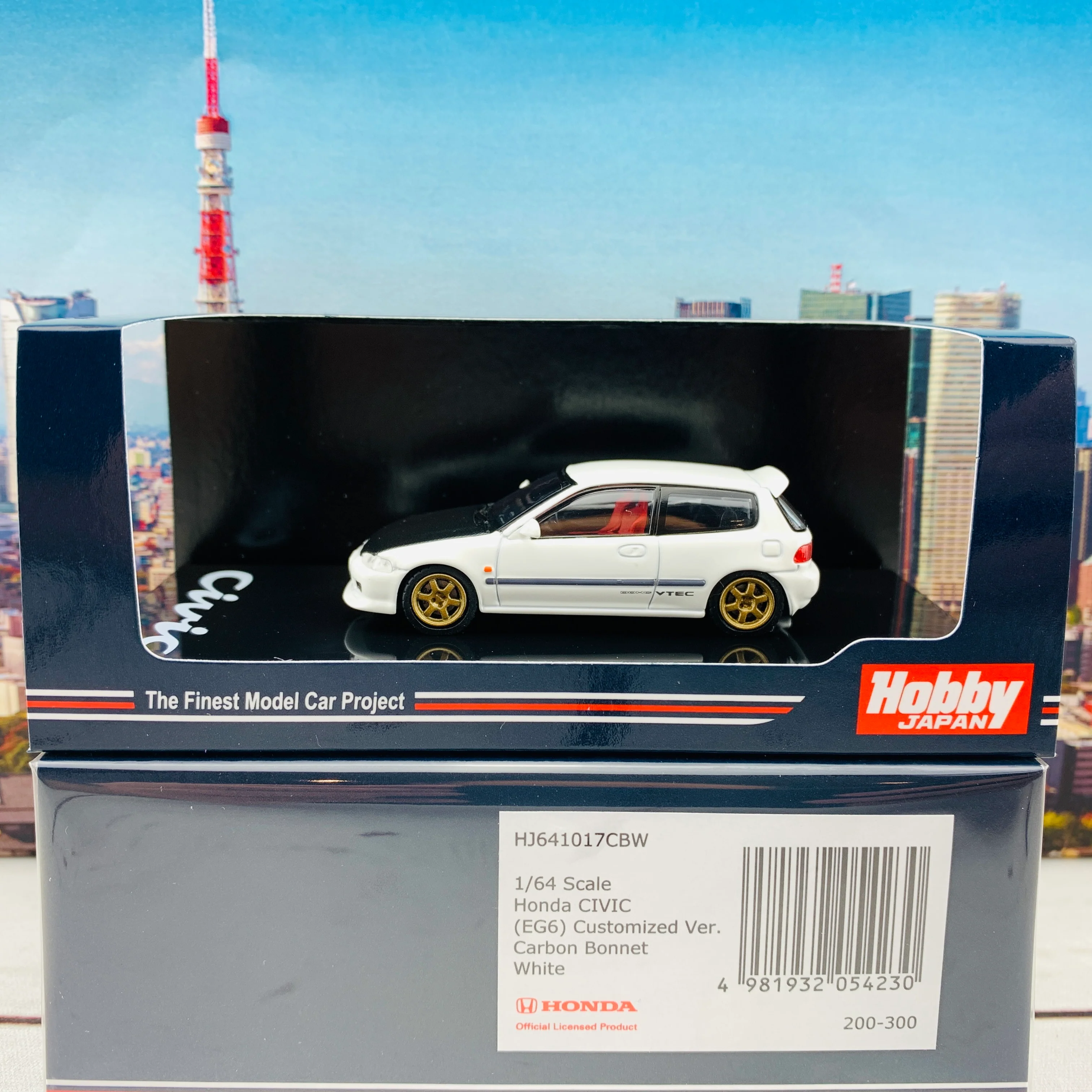 HOBBY JAPAN 1/64 Honda Civic EG6 Customized Version Carbon Bonnet WHITE HJ641017CBW - Image 2