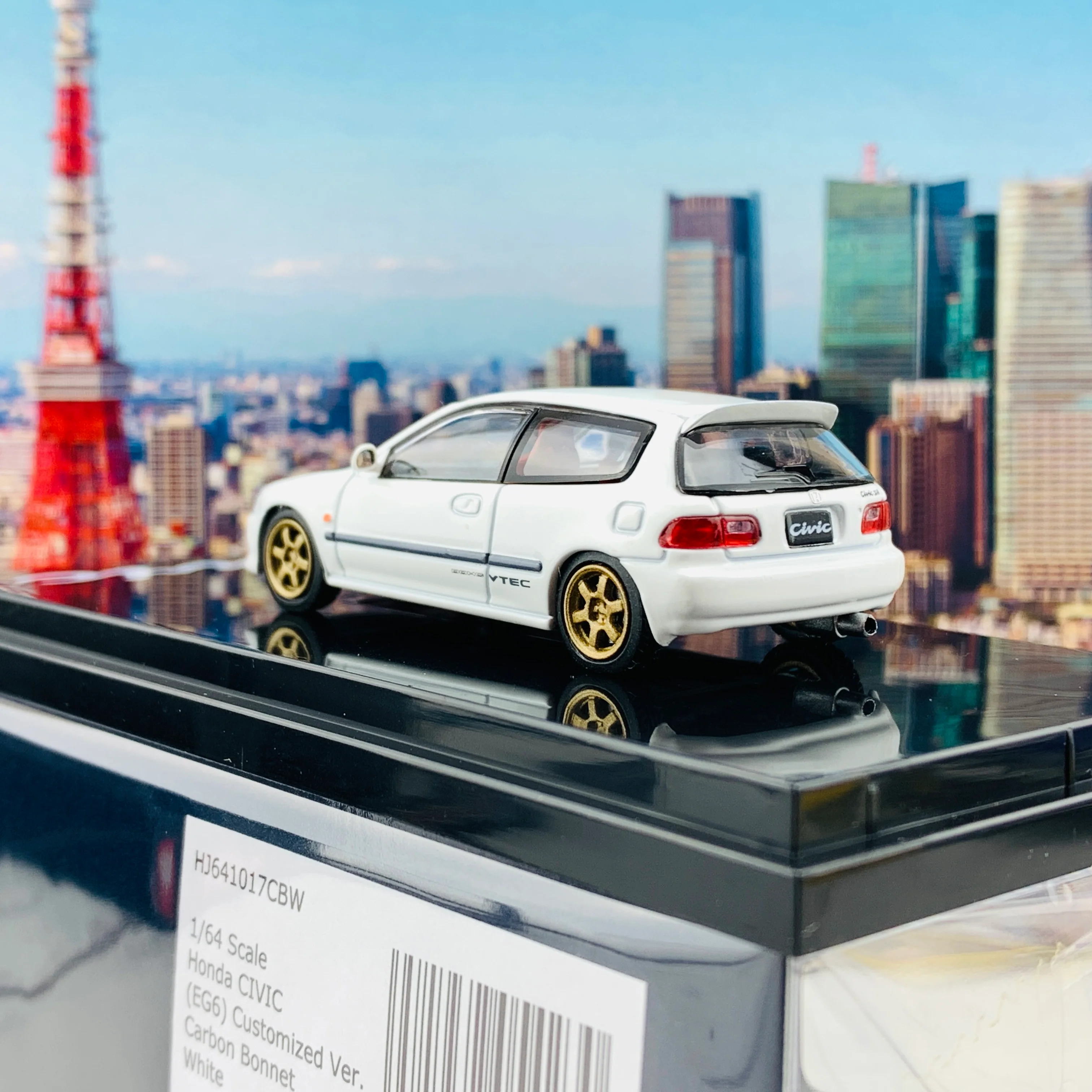 HOBBY JAPAN 1/64 Honda Civic EG6 Customized Version Carbon Bonnet WHITE HJ641017CBW - Image 4