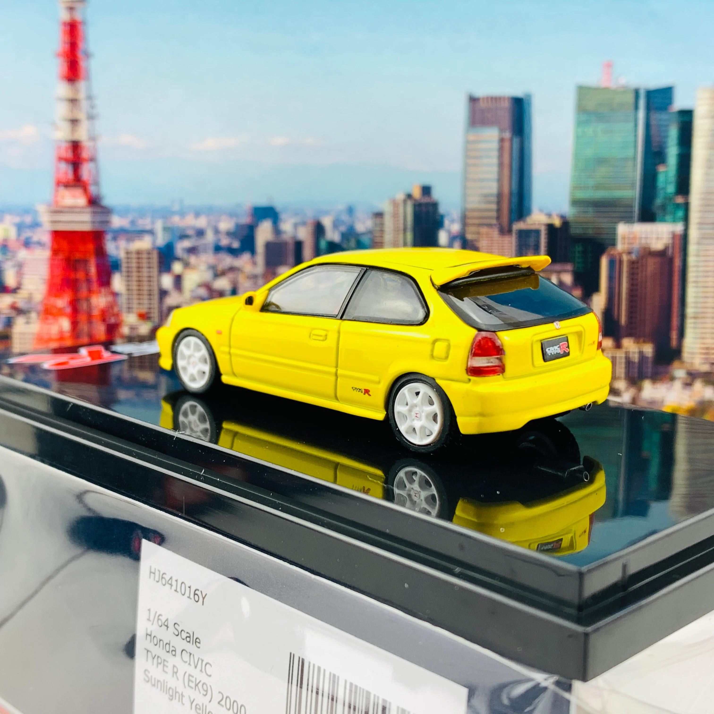 HOBBY JAPAN 1/64 Honda Civic TYPE R EK9 2000 SUNLIGHT YELLOW HJ641016Y - Image 4