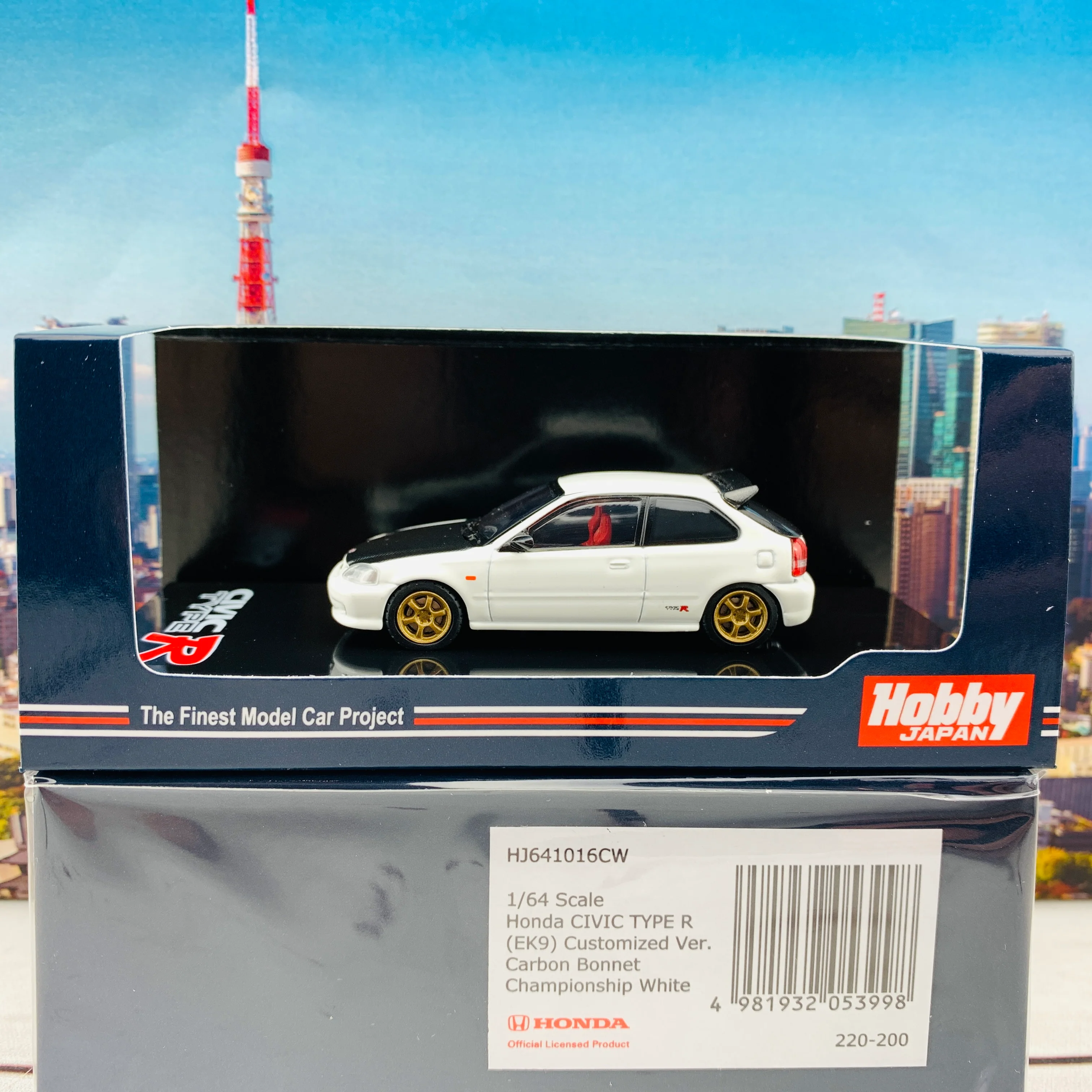 HOBBY JAPAN 1/64 Honda Civic TYPE R EK9 Customized Version Carbon Bonnet CHAMPIONSHIP WHITE HJ641016CW - Image 2
