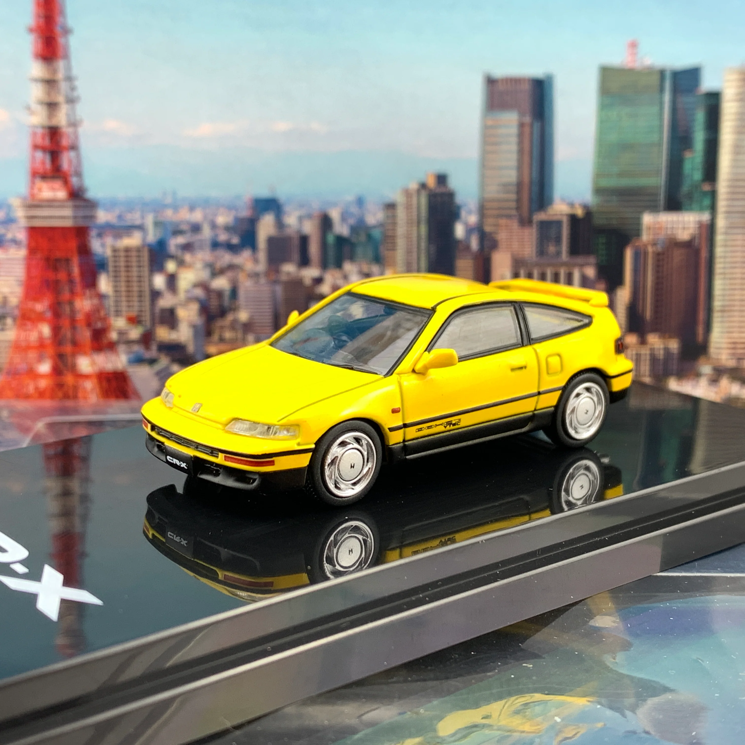 HOBBY JAPAN 1/64 Honda CRX SiR EF8 Yellow HJ641005SY - Image 2