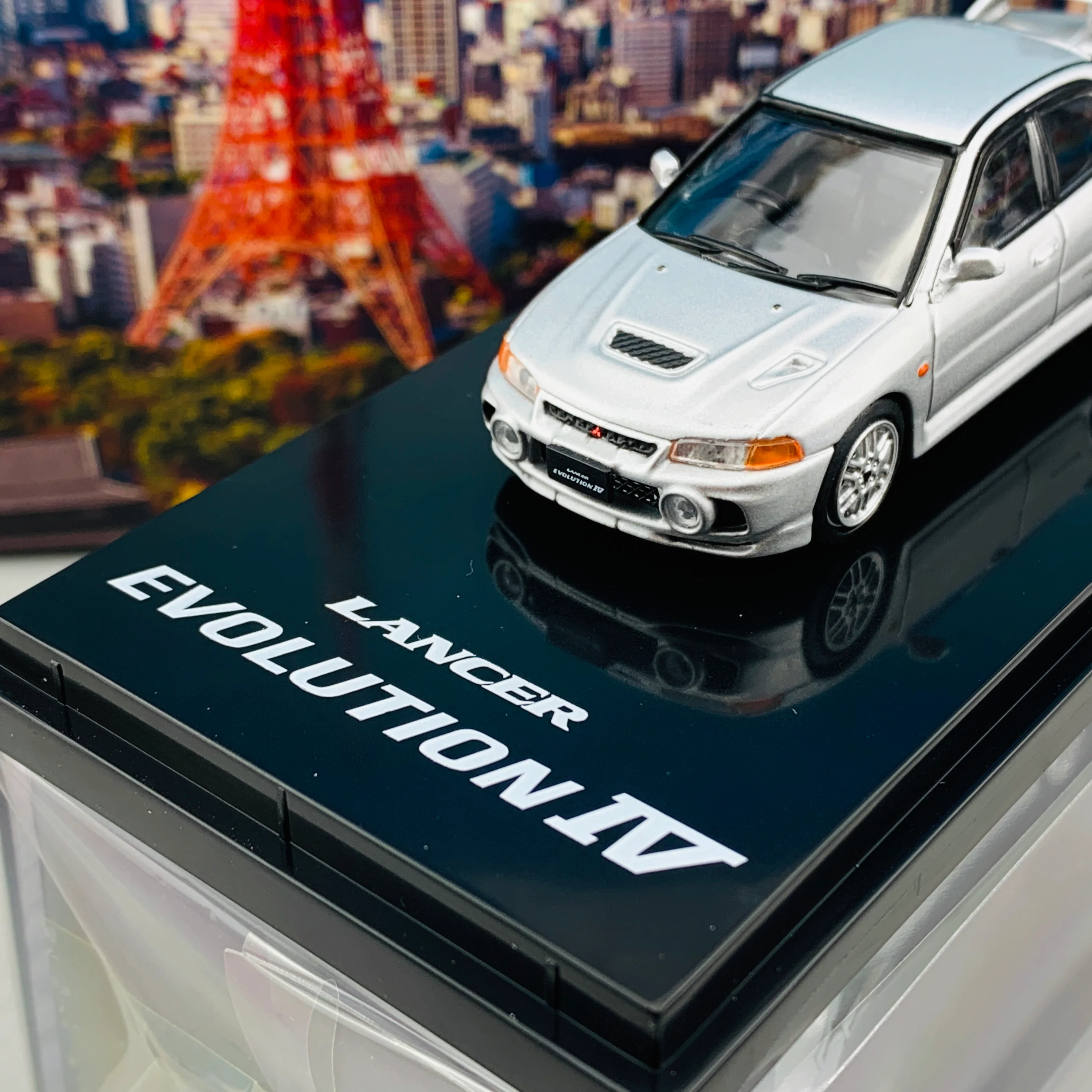 HOBBY JAPAN 1/64 Mitsubishi Lancer GSR Evolution IV CN9A Steel Silver HJ641011S - Image 3