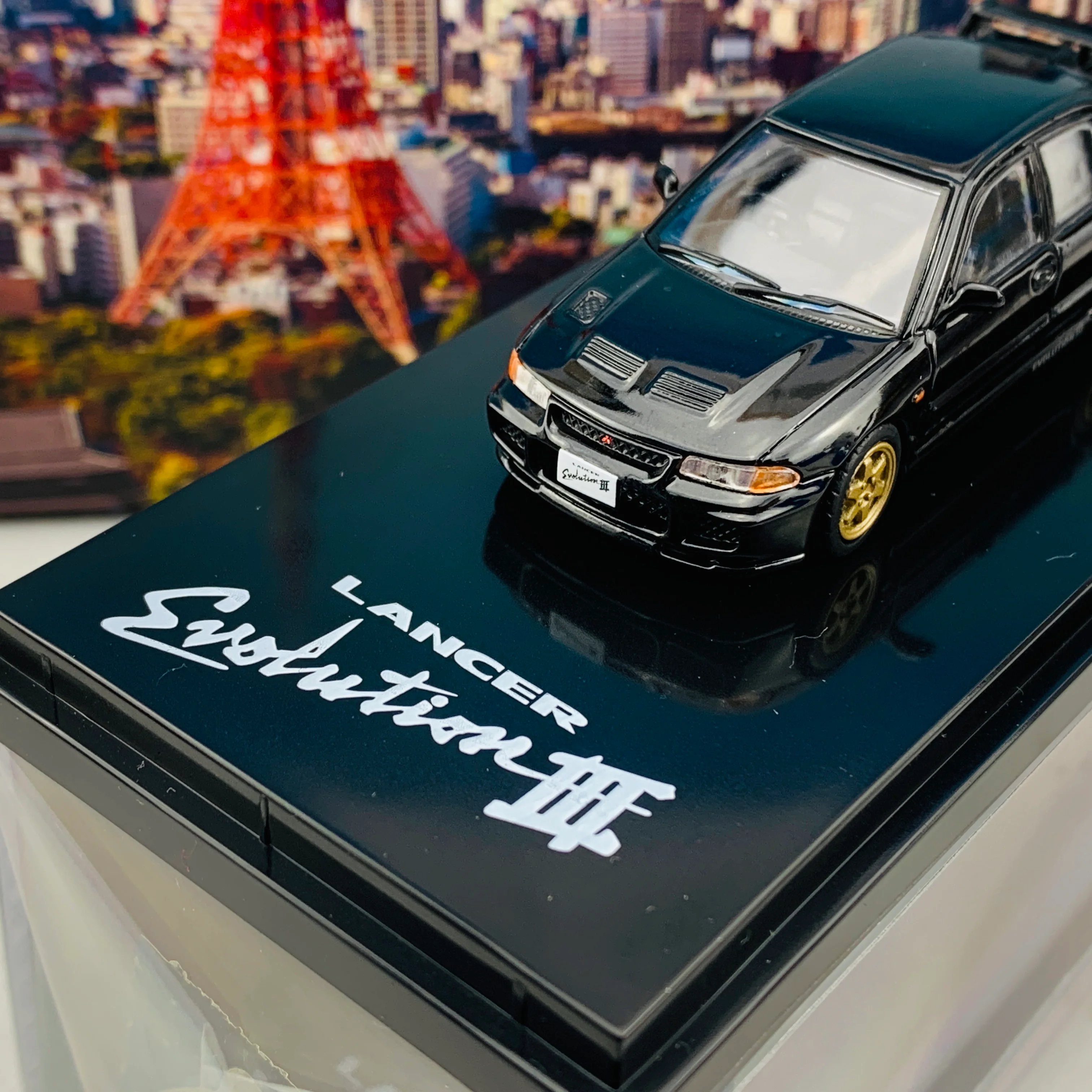 HOBBY JAPAN 1/64 Mitsubishi Lancer GSR Evolution III CE9A Customized Version Pyrenees Black HJ641010CBK - Image 3