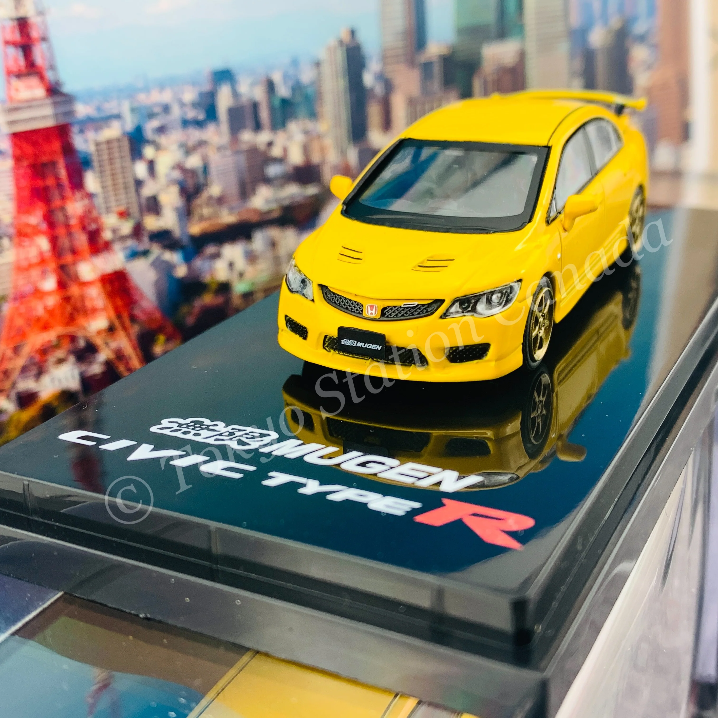 HOBBY JAPAN 1/64 Mugen Civic TYPE R (FD2) Sunlight Yellow HJ641003MY - Image 2