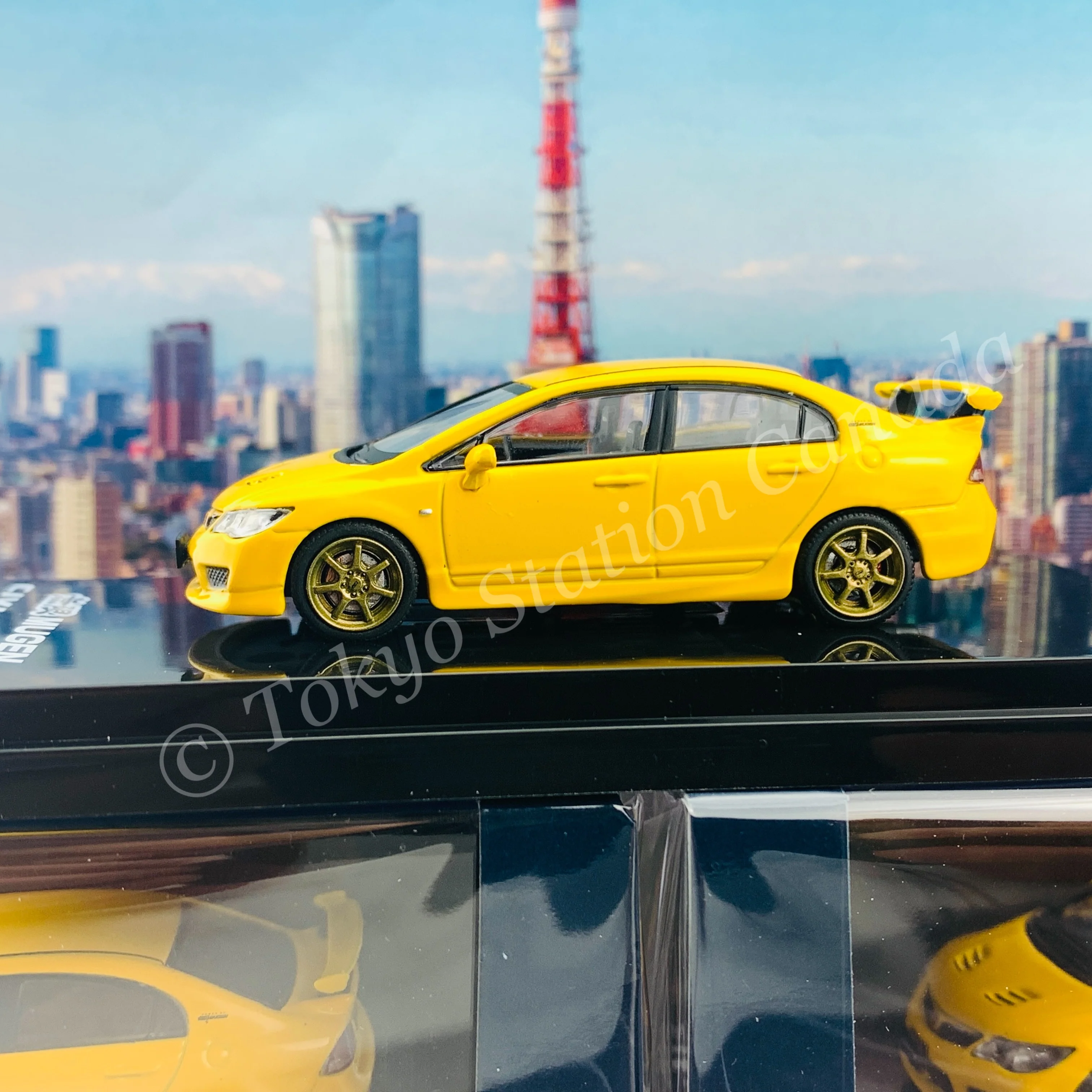 HOBBY JAPAN 1/64 Mugen Civic TYPE R (FD2) Sunlight Yellow HJ641003MY - Image 3