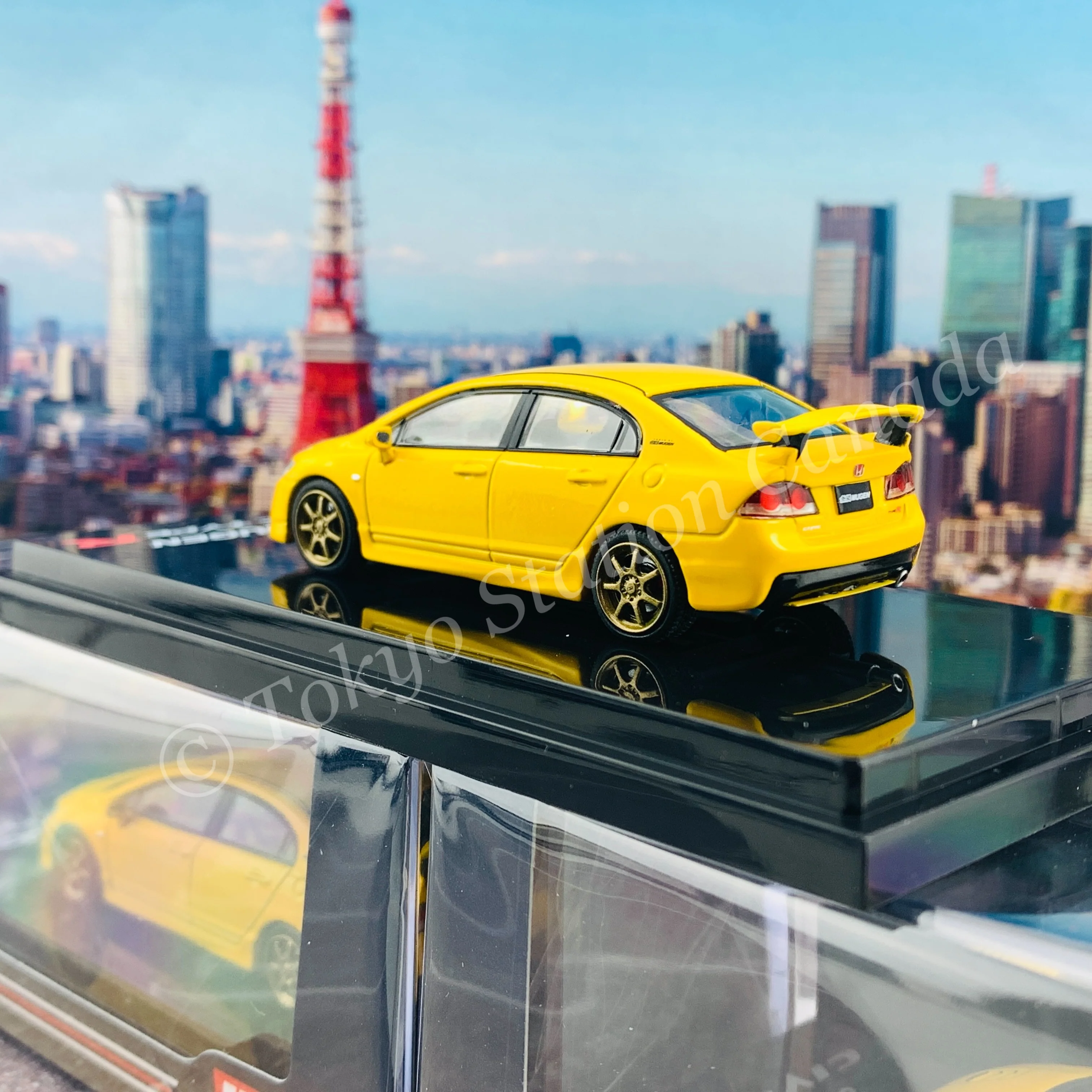 HOBBY JAPAN 1/64 Mugen Civic TYPE R (FD2) Sunlight Yellow HJ641003MY - Image 4
