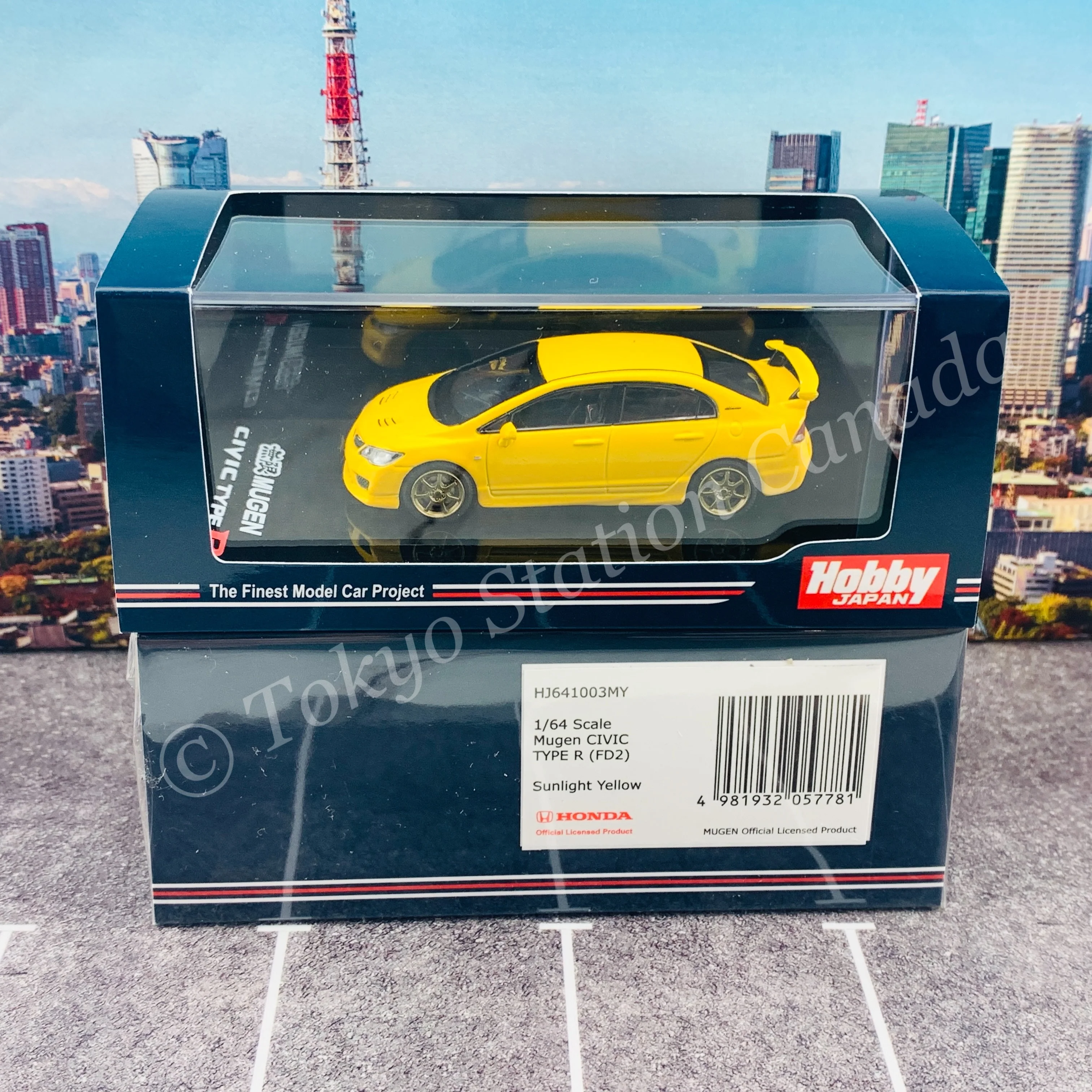 HOBBY JAPAN 1/64 Mugen Civic TYPE R (FD2) Sunlight Yellow HJ641003MY - Image 5