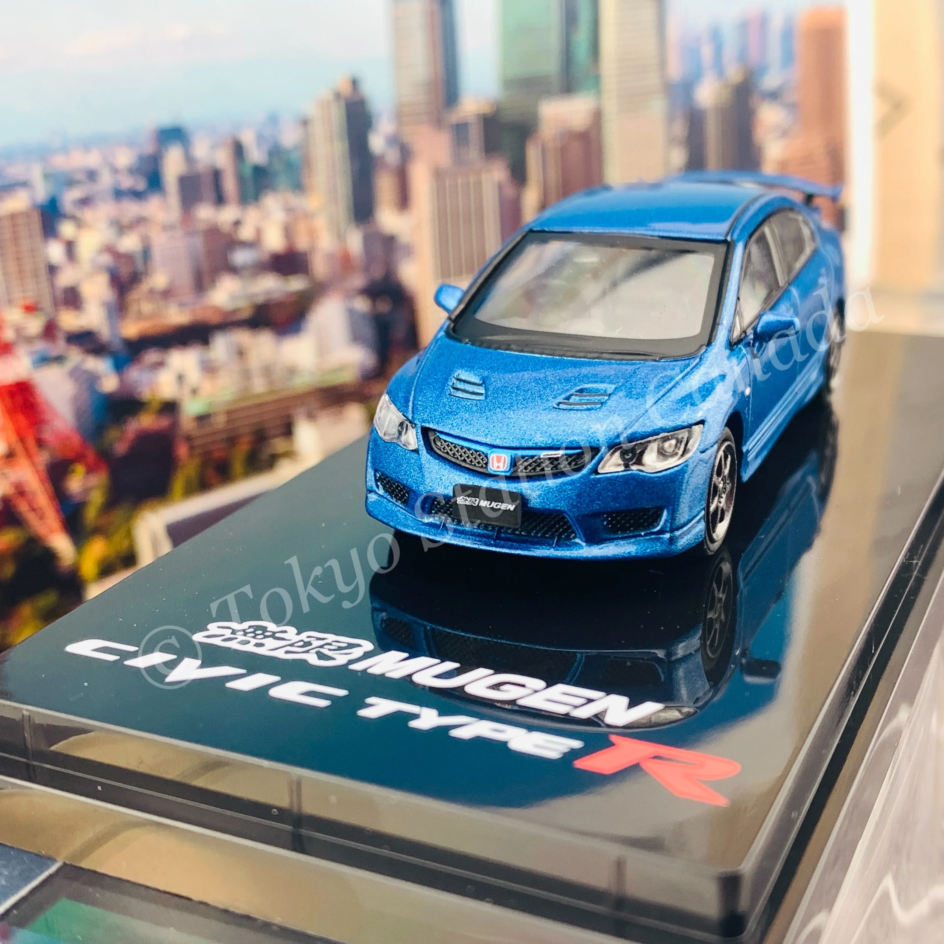 HOBBY JAPAN 1/64 Mugen Civic TYPE R (FD2) Vivid Blue HJ641003MBL - Image 2