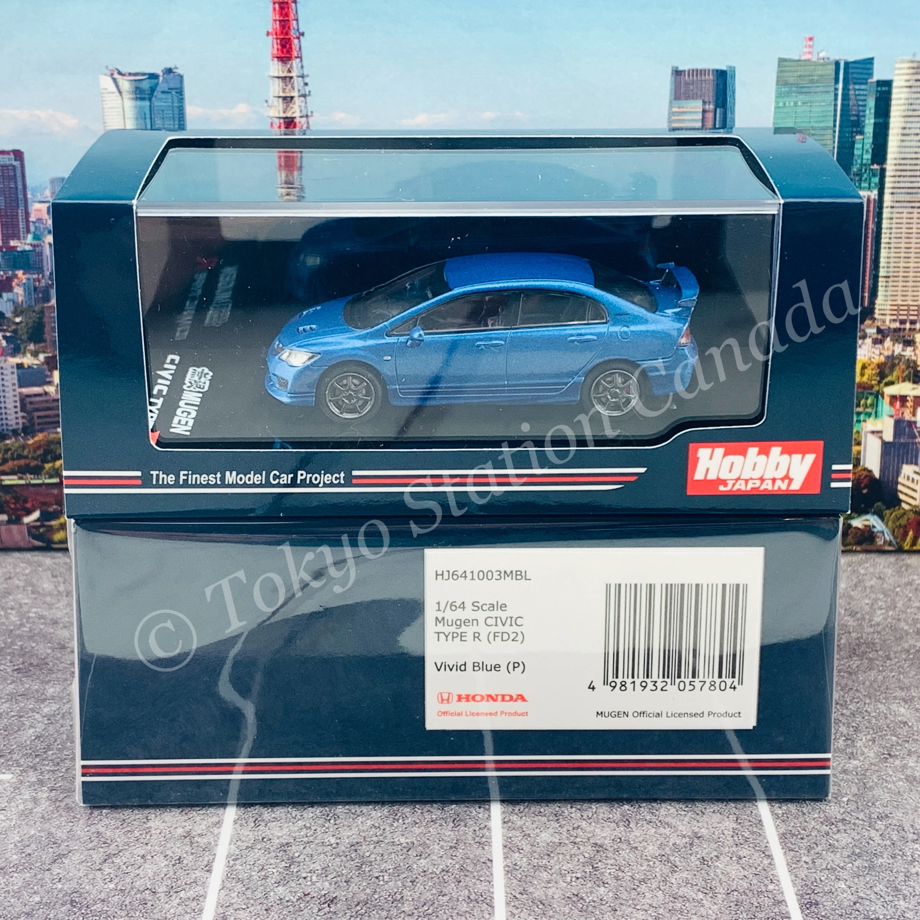 HOBBY JAPAN 1/64 Mugen Civic TYPE R (FD2) Vivid Blue HJ641003MBL - Image 5