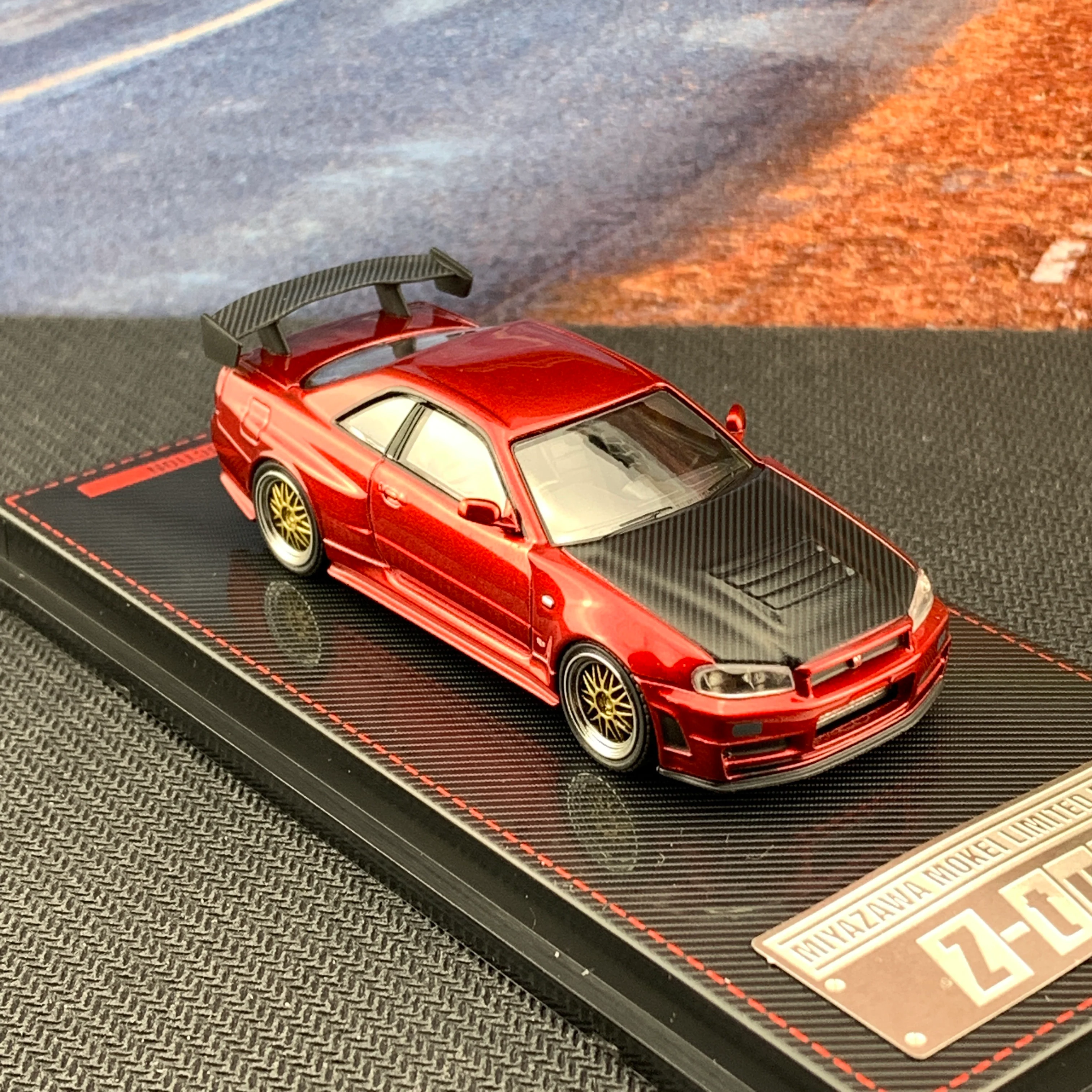 Ignition Model 1/64 Nismo R34 GTR Z-tune Red Metallic Miyazawa Mokei 2019 Limited Edition IG1871 - Image 4