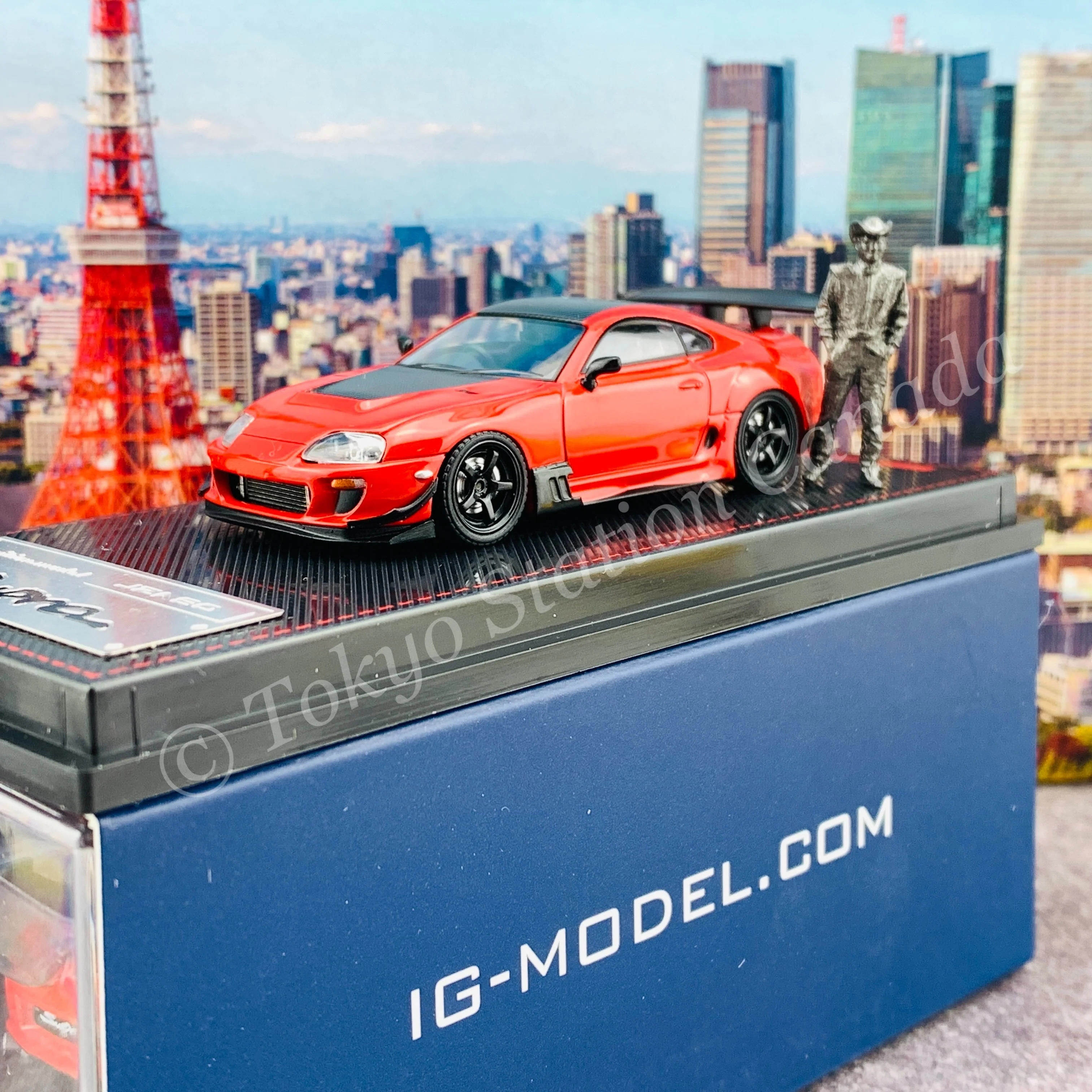 Ignition Model 1/64 Toyota Supra (JZA80) RZ Orido-Street Version RED with Mr. Orido IG2240 - Image 2