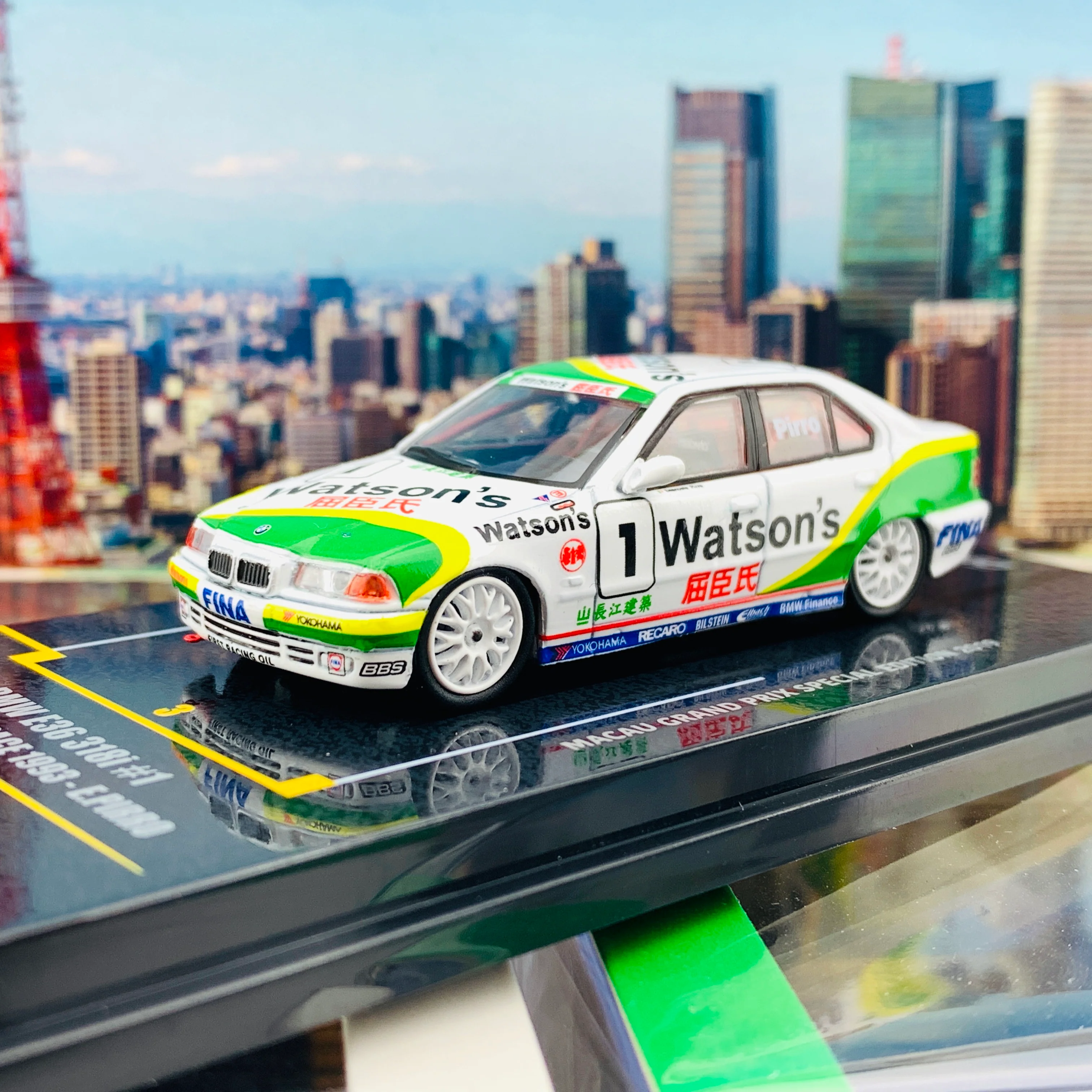 INNO64 1/64 Macau Grand Prix Special Edition 2019 BMW E36 318i #1 Macua Guia Race 1993 - E.Pirro IN64-MGP19-318i01 - Image 2