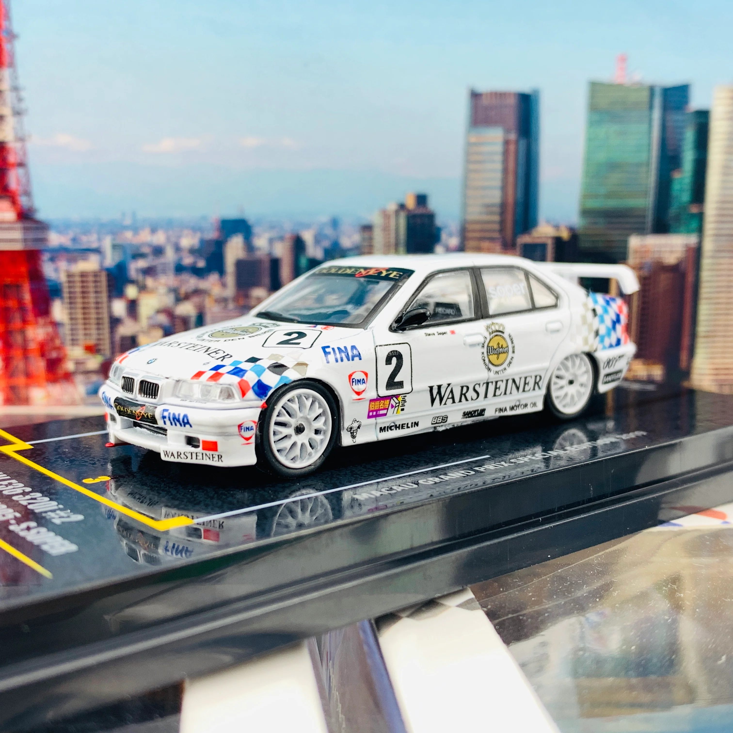 INNO64 1/64 Macau Grand Prix Special Edition 2019 BMW E36 320i #2 Macau Guia Race 1995 - S.Soper IN64-MGP19-320i02 - Image 2