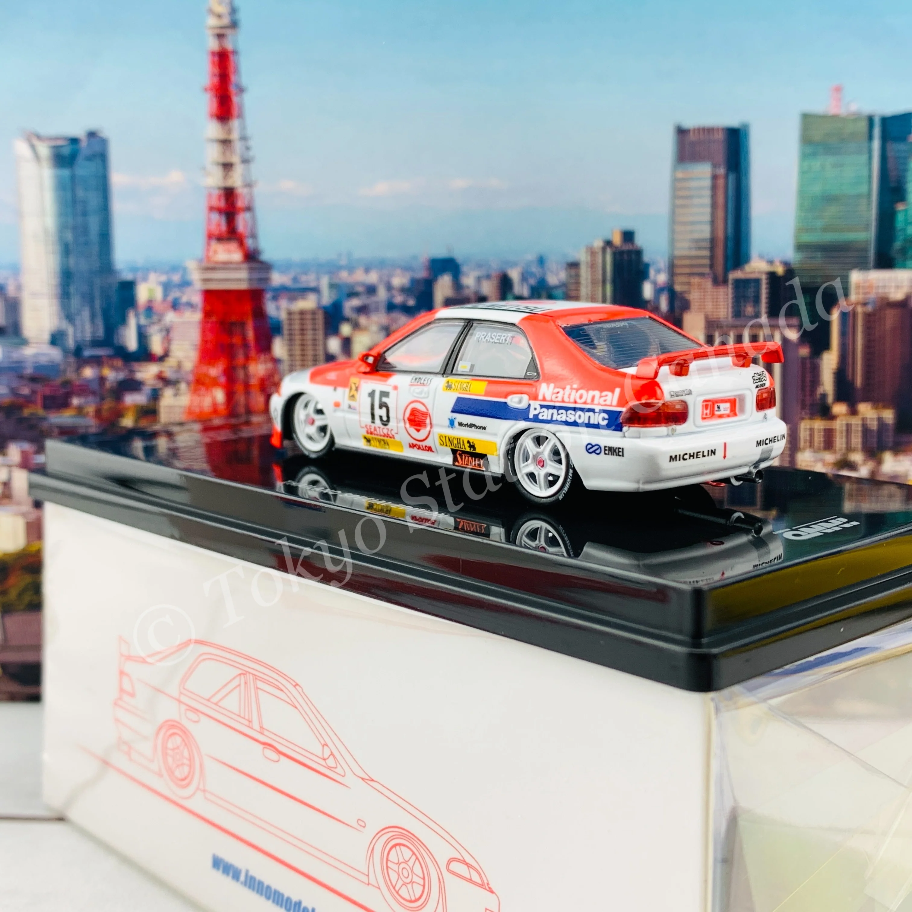 INNO64 1/64 Honda Civic Ferio GR.A #15 "IDEMITSU" Team Singha Apollo - SEATCZC 1996 "Thailand Special Edition" IN64-EG9-SEATC96 - Image 5