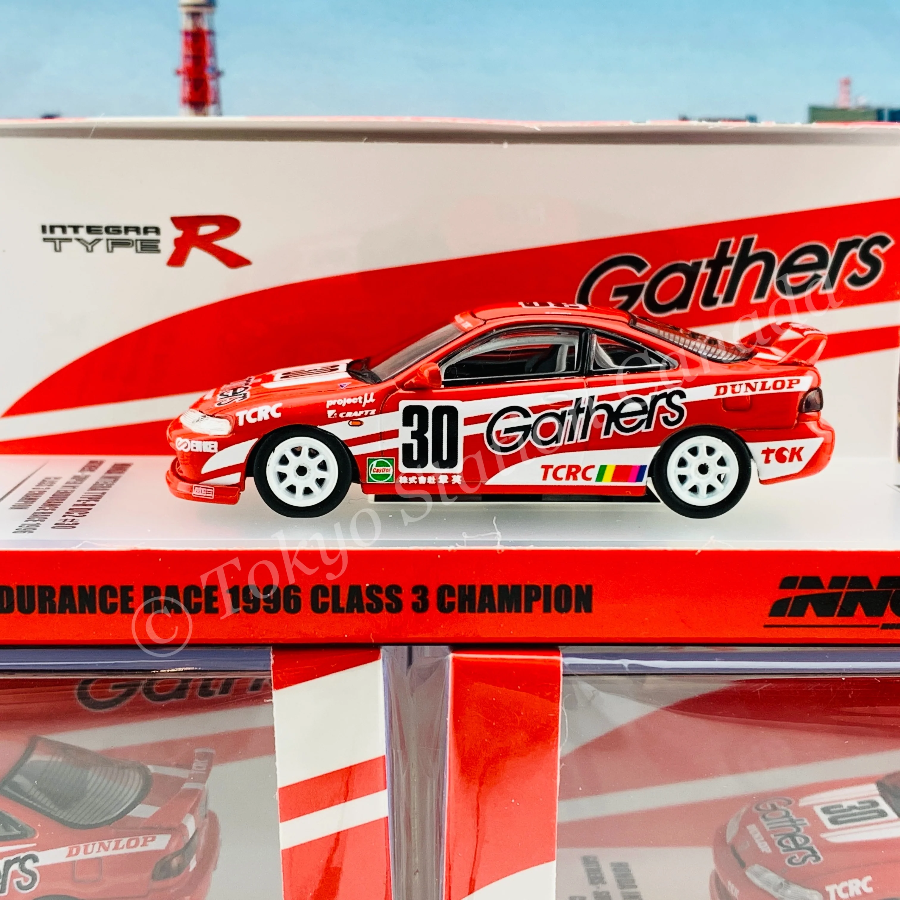 INNO64 1/64 HONDA INTEGRA TYPE-R DC2 #30 “GATHERS” Super N1 Endurance Race 1996 Class 3 Champion IN64-DC2-GAT - Image 2
