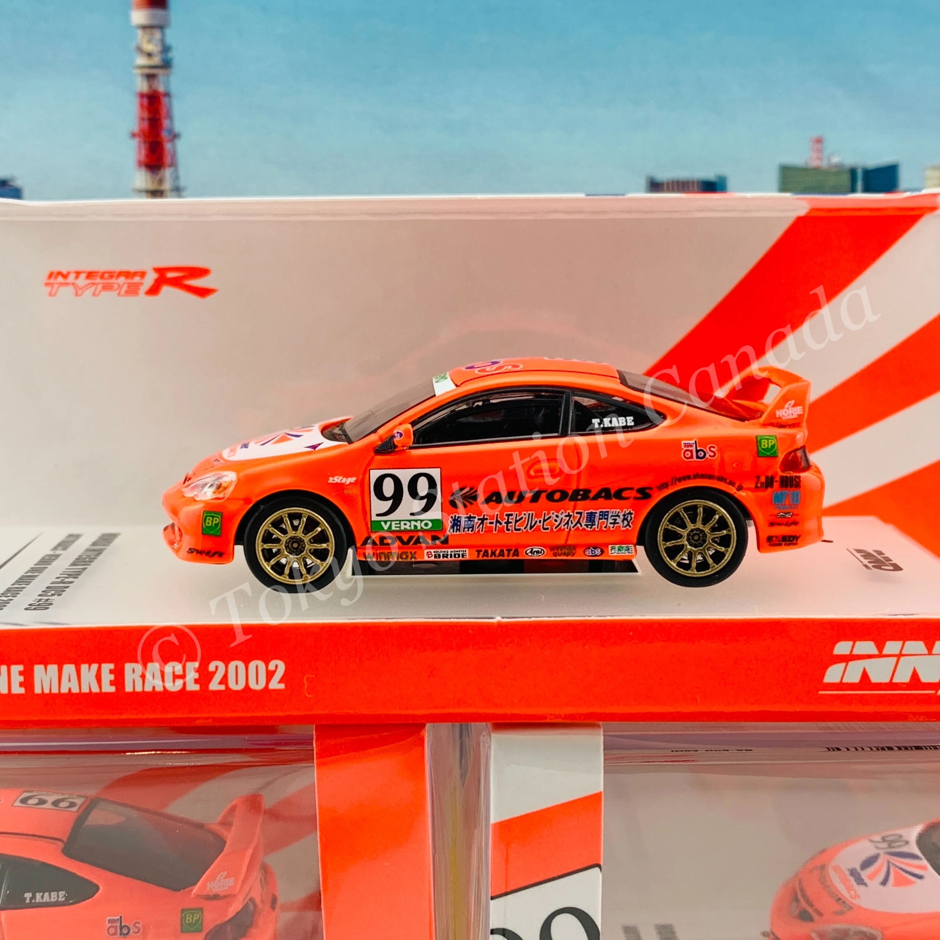 INNO64 1/64 Honda Integra Type-R DC5 #99 AUTOBACS JAPAN ONE MAKE RACE 2002 IN64-DC5-AB - Image 2