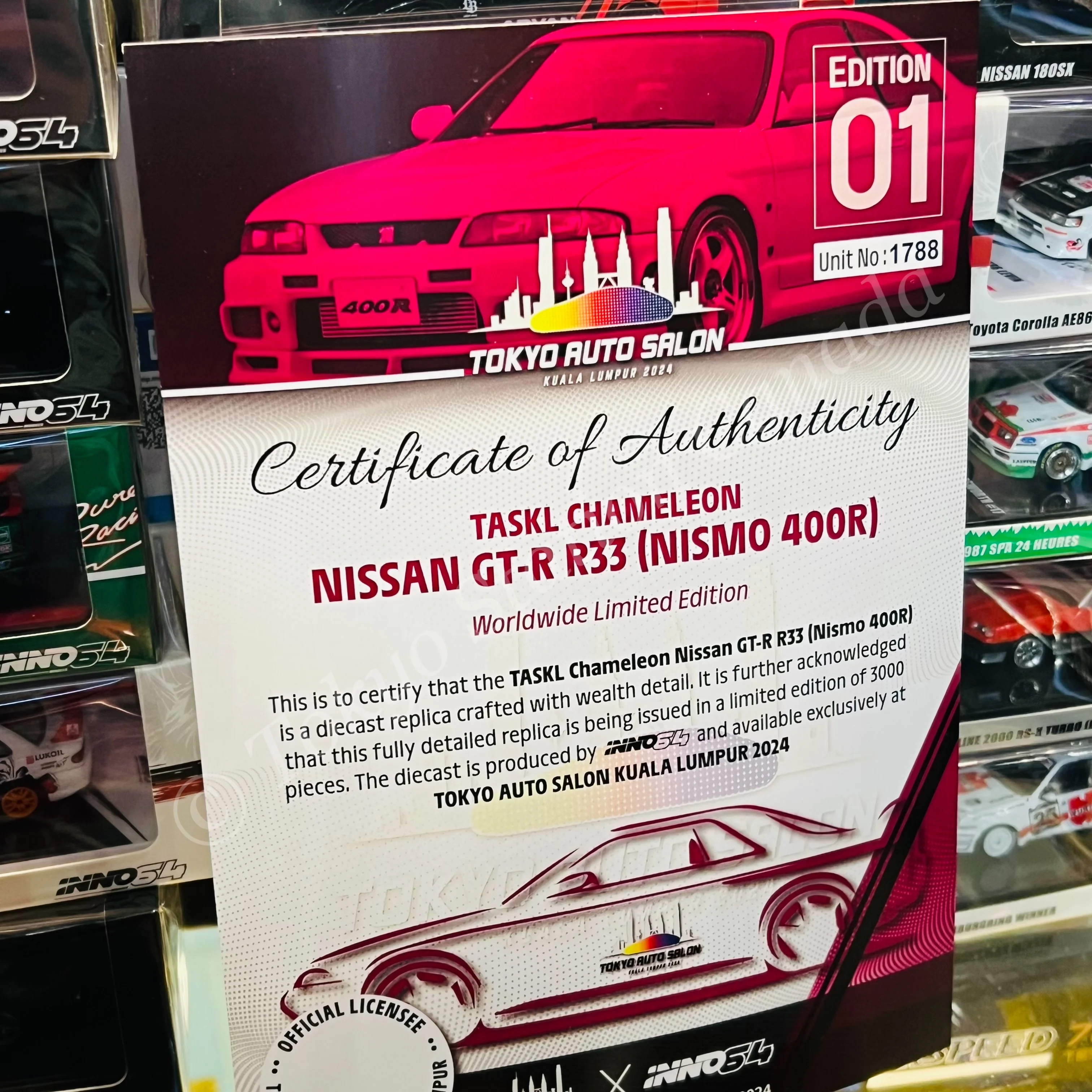 INNO64 1/64 TASKL CHAMELEON NISSAN R33 NISMO 400R Worldwide Limited Edition (Certificate of Authenticity included) IN64-400R-TASKL01 - Image 3
