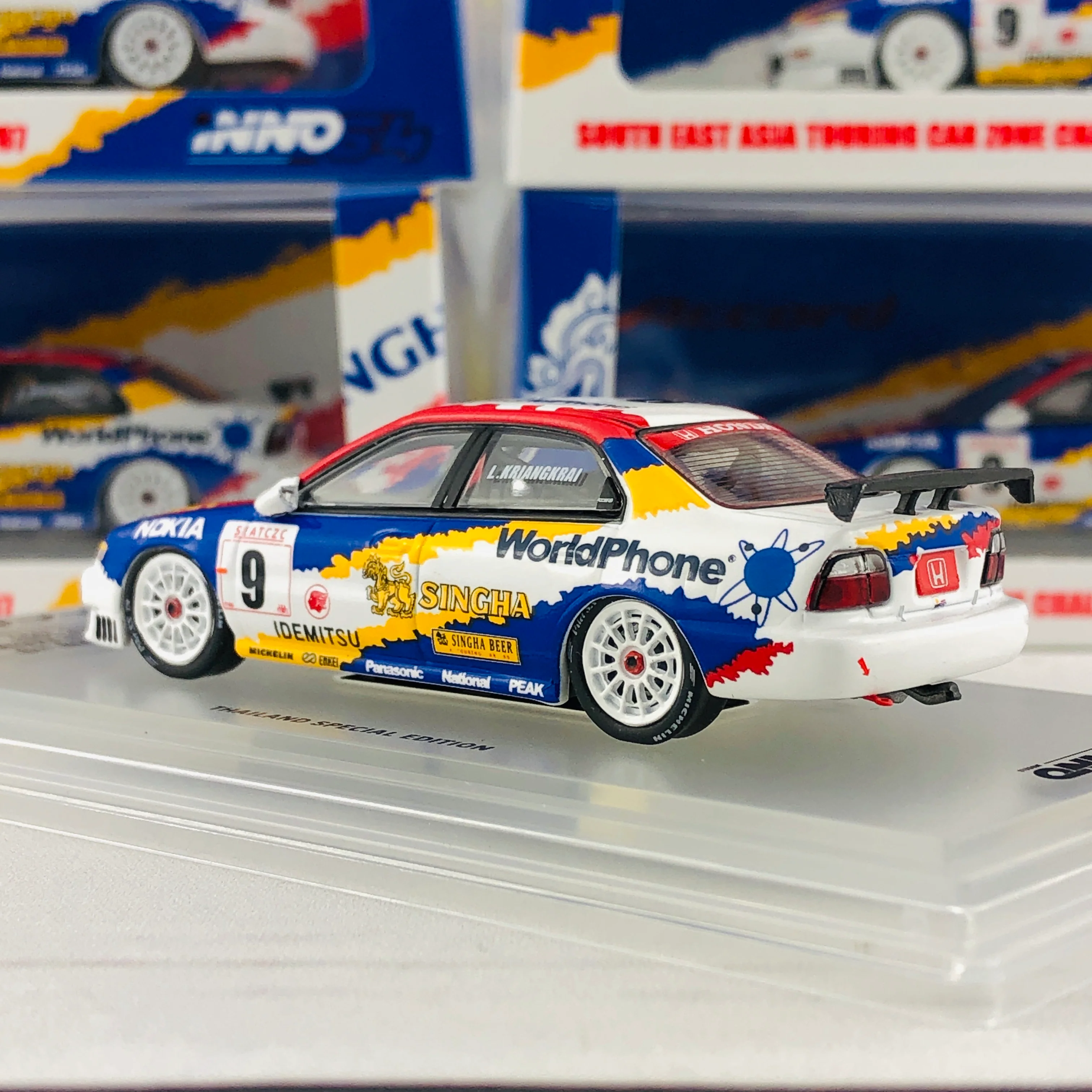 INNO64 Honda Accord CD6 #9 "World Phone Singha Racing Team" SEATCZC 1997 Thailand Special Edition IN64-CD6-SEATCZC - Image 4