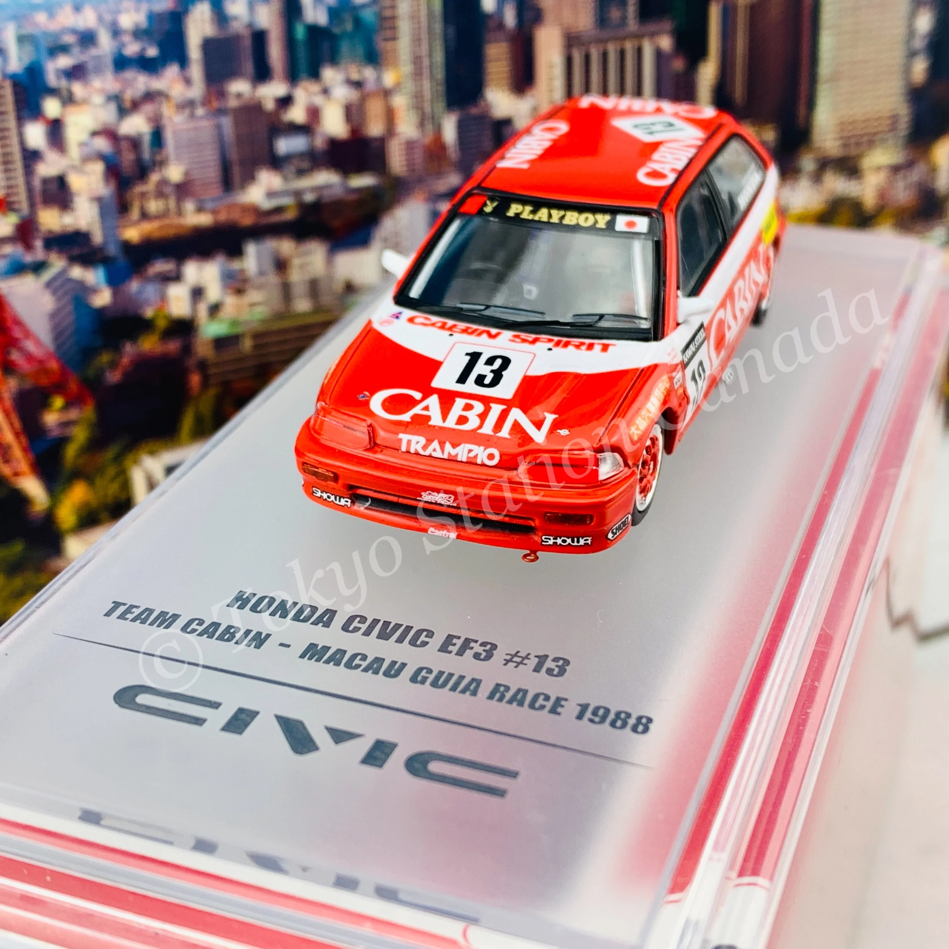 INNO64 HONDA CIVIC EF3 Gr.A #13 TEAM CABIN MACAU GUIA RACE 1988 IN64-EF3-13CBM - Image 3