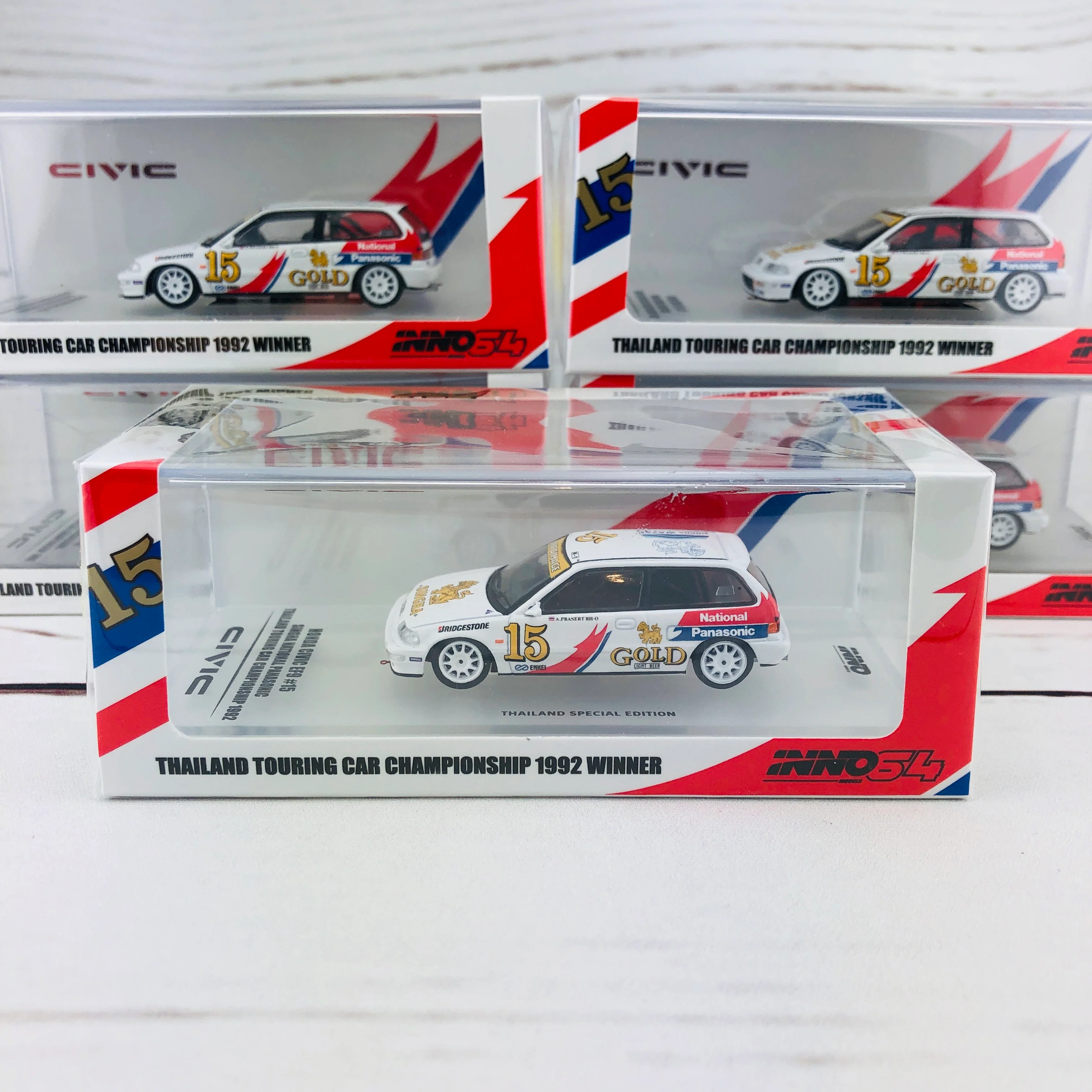 INNO64 Honda Civic EF9 #15 "Singha National Panasonic" Thailand Touring Car Championship 1992 Winner Thailand Special Edition IN64-EF9-TTCC92 - Image 9