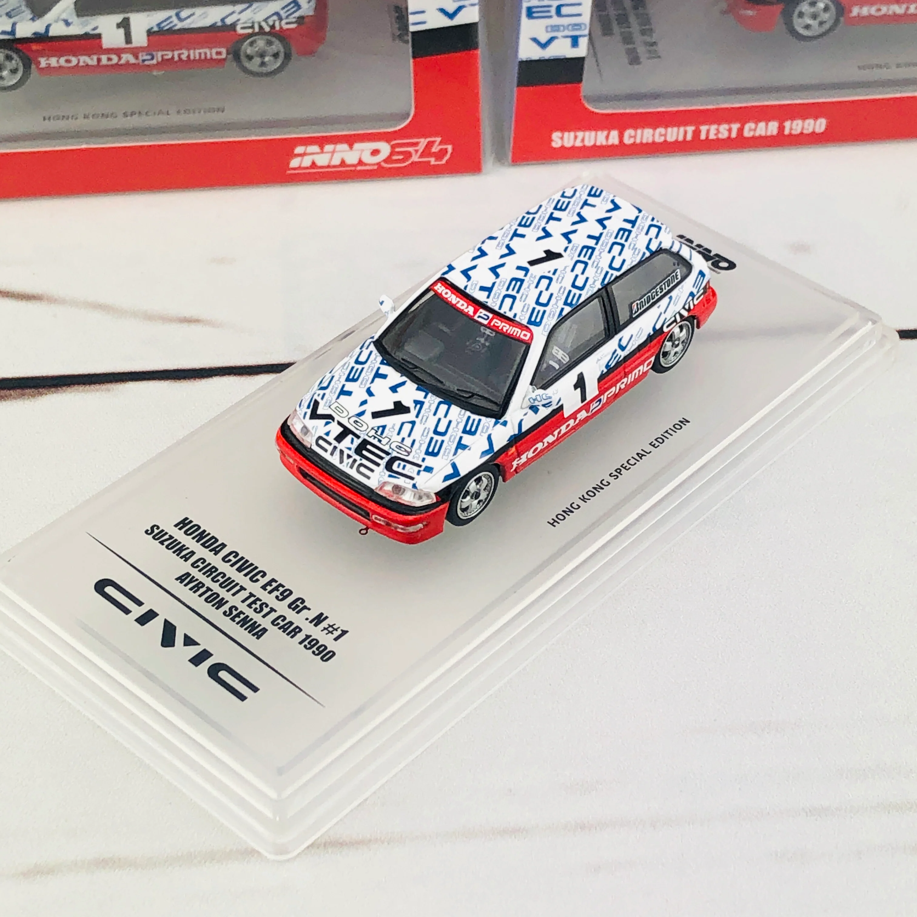 INNO64 Honda Civic EF9 Gr. N #1 Suzuka Circuit Test Car 1990 AYRTON SENNA IN64-EF9-SENHKS - Image 3