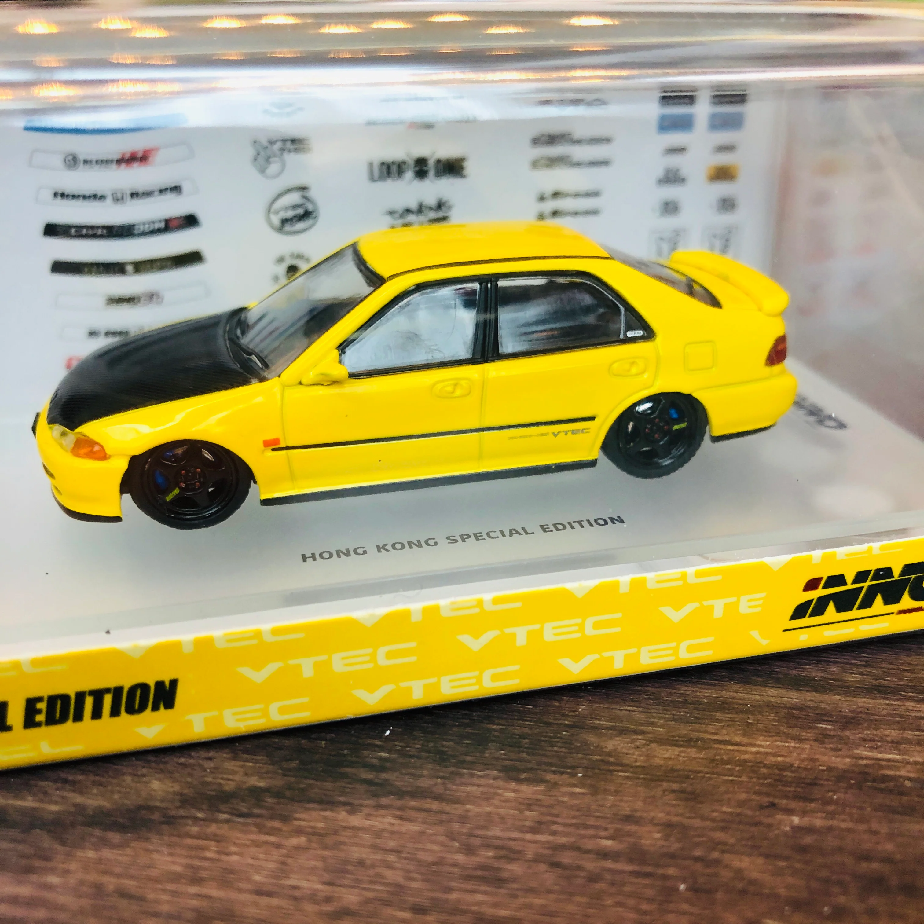 INNO64 HONDA CIVIC FERIO EG9 YELLOW with Customizable Stickers and 1 set of wheel - HONG KONG SPECIAL EDITION - Image 6