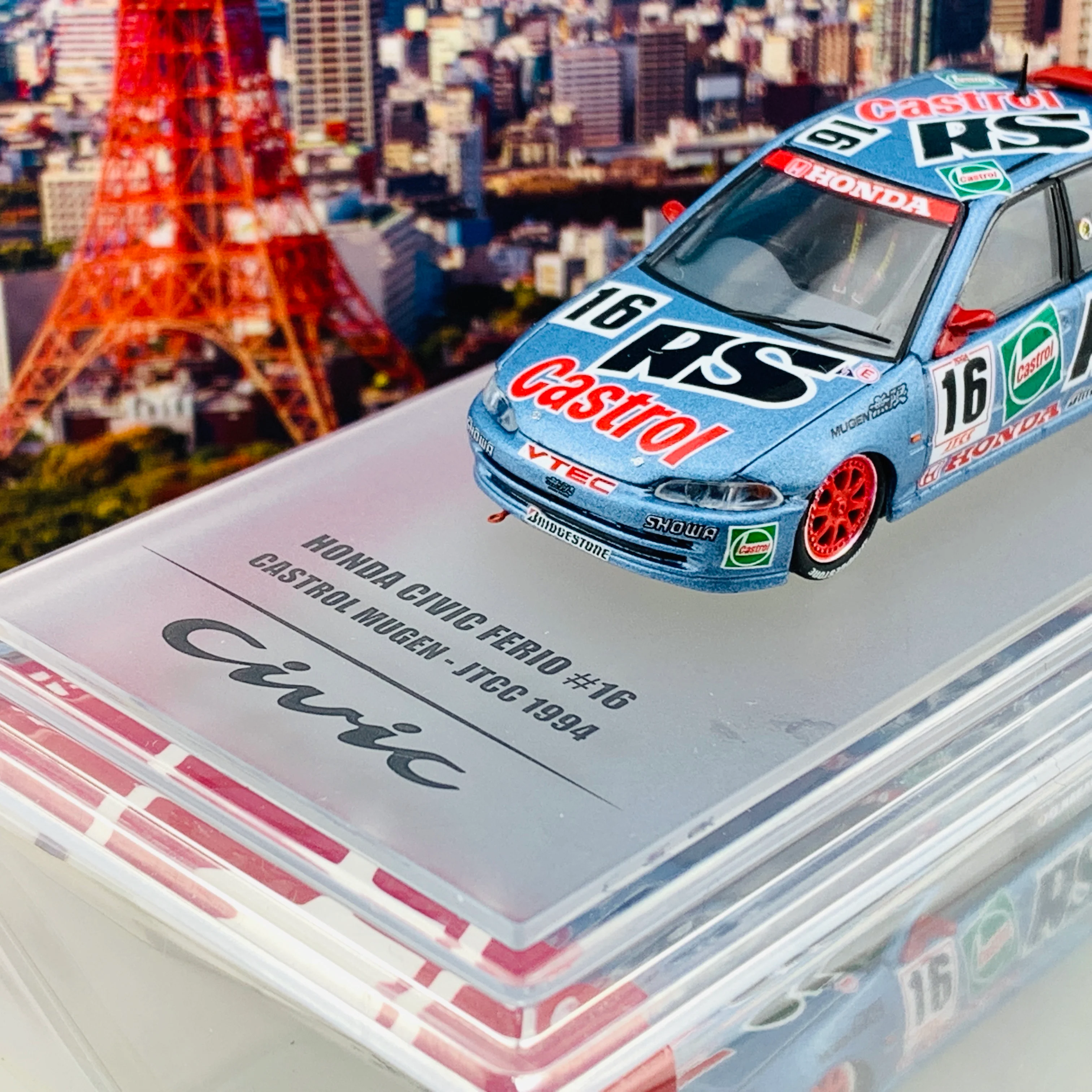 INNO64 1/64 HONDA CIVIC FERIO Gr.A #16 “CASTROL MUGEN – JTCC 1994 IN64-EG9-RS94 - Image 3