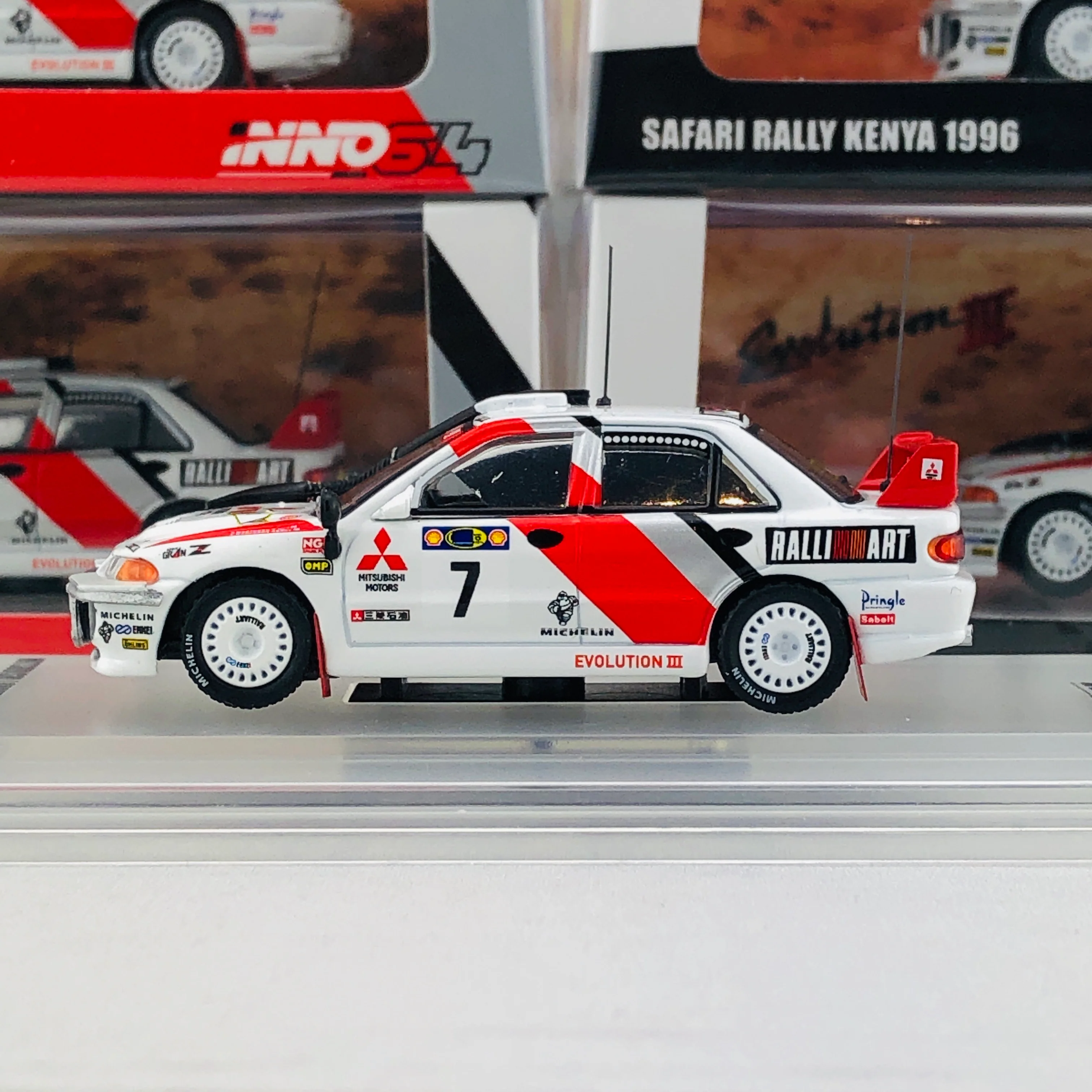 INNO64 Mitsubishi Lancer Evolution III #7 Safari Rally Kenya 1996 IN64-EVO3-96SA7 - Image 2