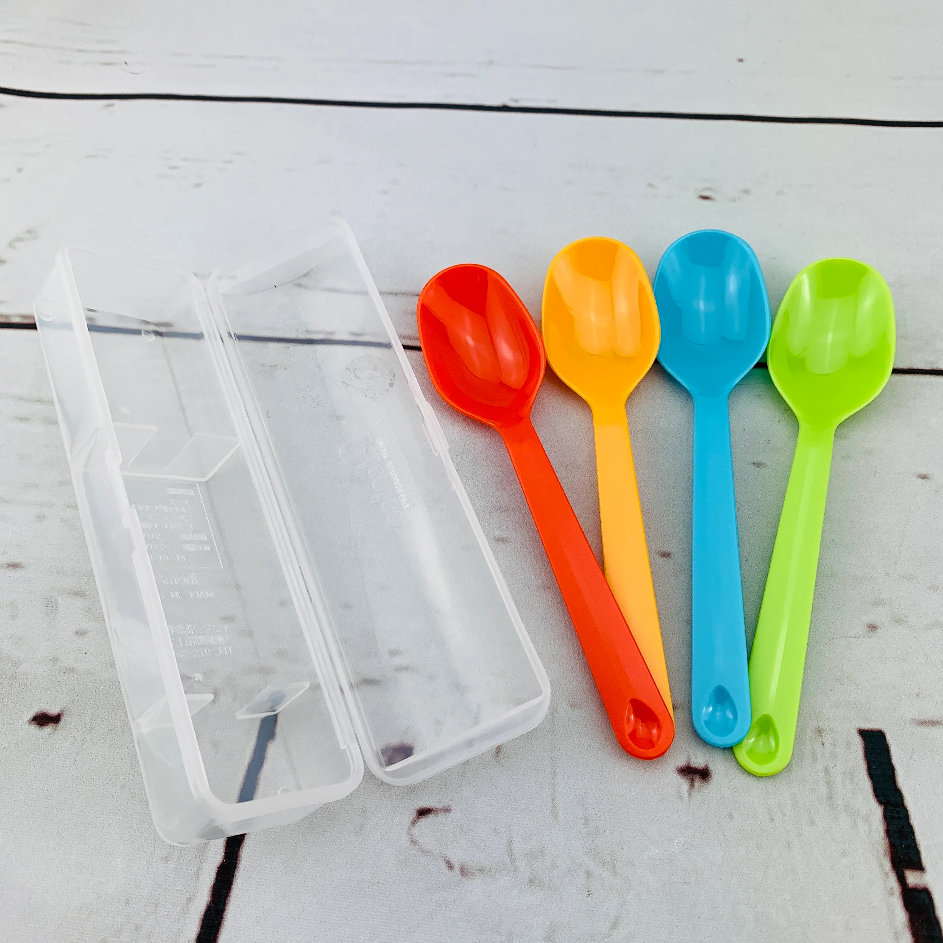 inomata Picnica plastic spoon 4pk with storage case - Image 2