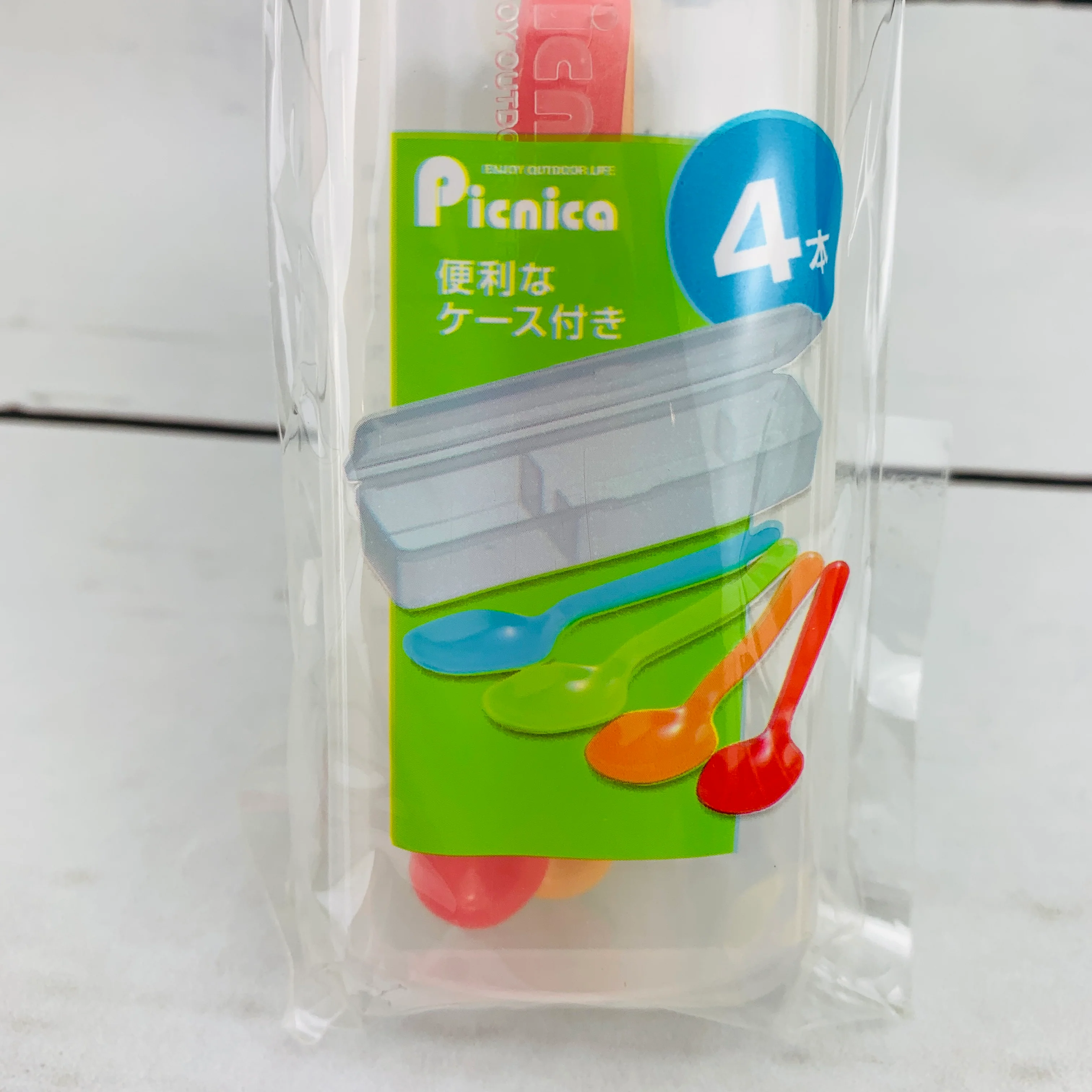 inomata Picnica plastic spoon 4pk with storage case - Image 4