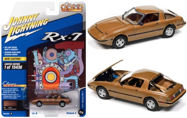 JOHNNY LIGHTNING 1/64 Classic GOLD COLLECTION 1981 Mazda RX-7 Maya Gold Metallic 849398051696 - Image 3