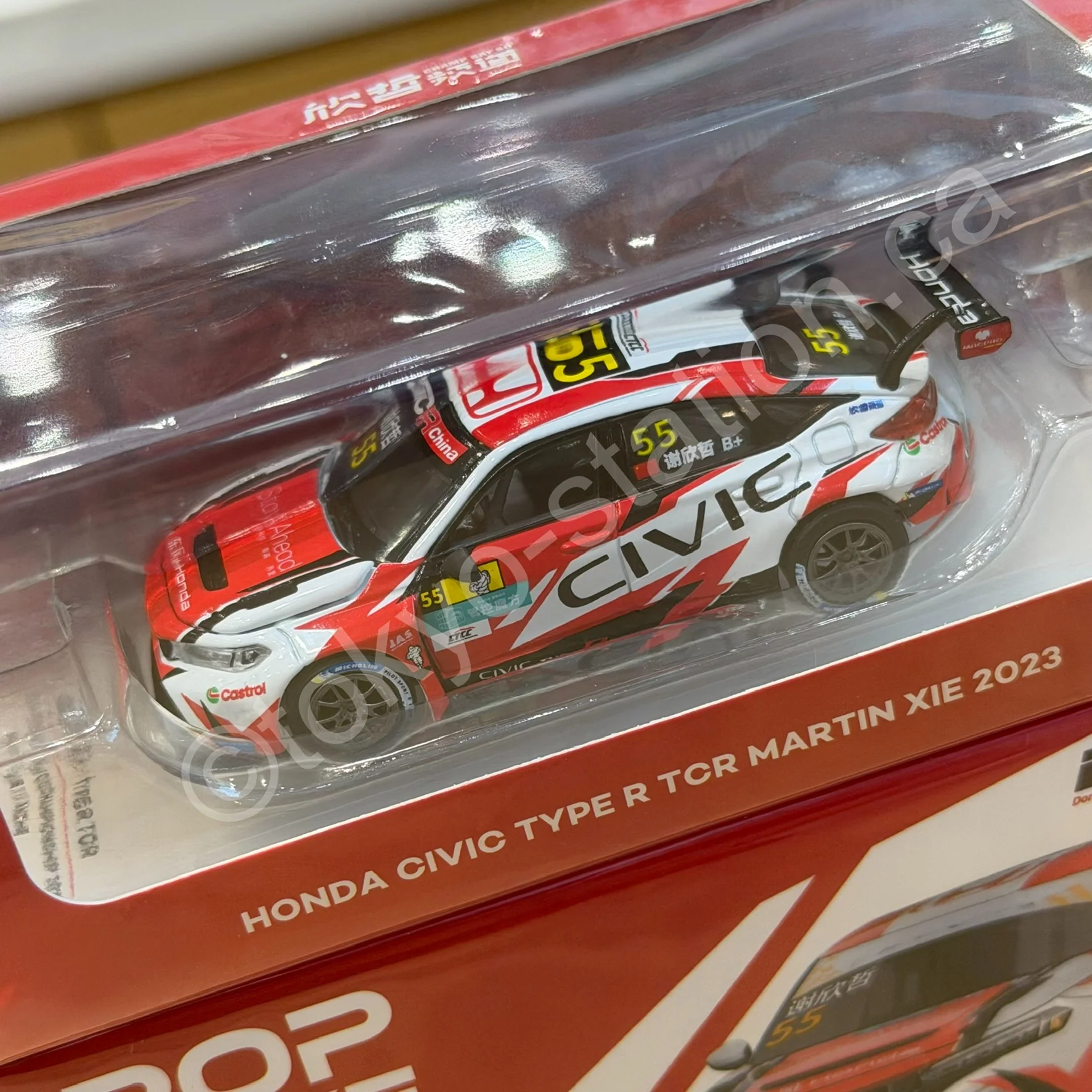 KILO x POPRACE 1/64 HONDA CIVIC TYPE R TCR Xie Xinzhe #55 Dongfeng Honda 2023 KLW0032-4 - Image 2