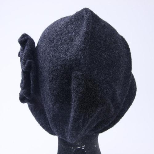 Knit hood cap with flowers - Black - Image 2