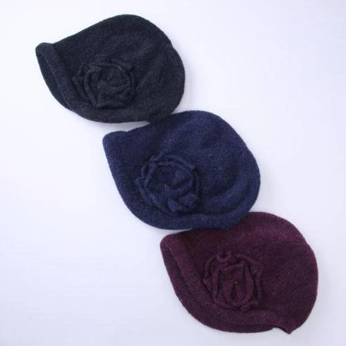 Knit hood cap with flowers - Blue - Image 2